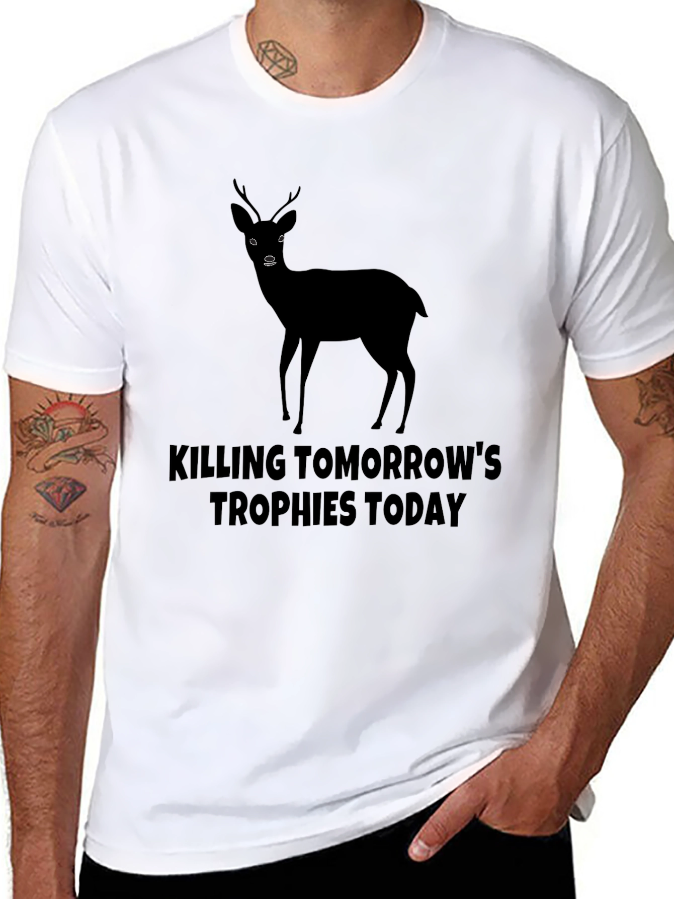 Black Killing Tomorrow's Trophies Today Deer Graphic Tee view 8