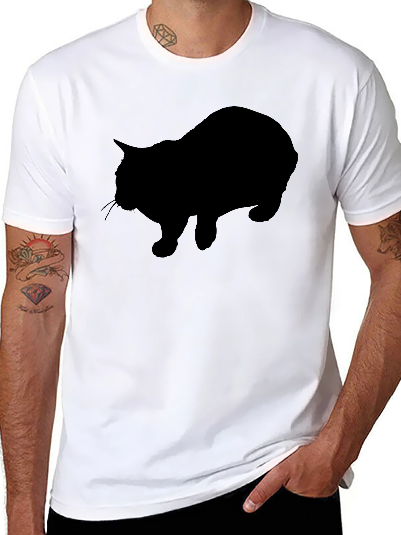 Black Black Cat Silhouette Graphic T-Shirt view 8