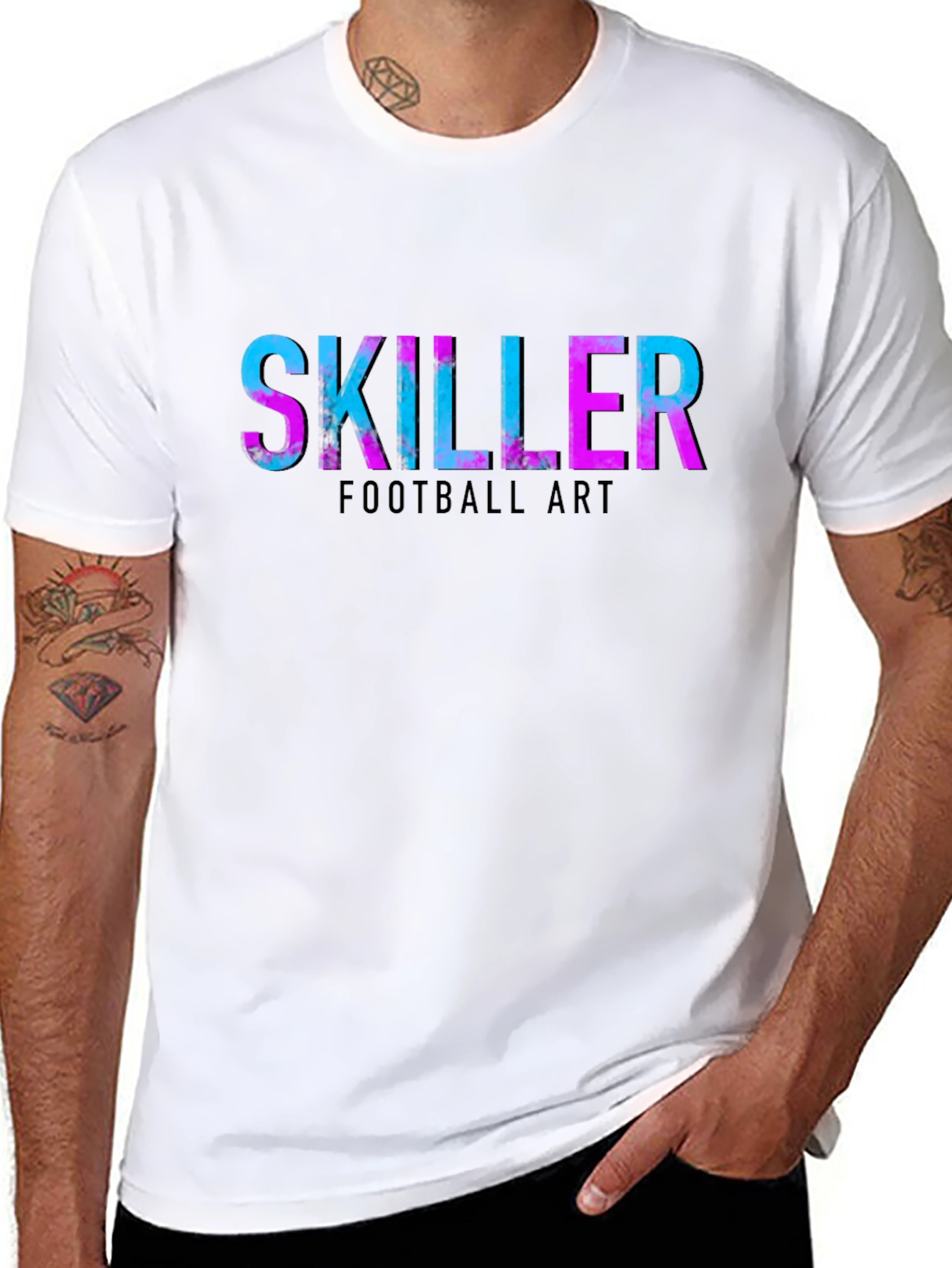 Black Skiller Football Art Graphic T-Shirt view 8