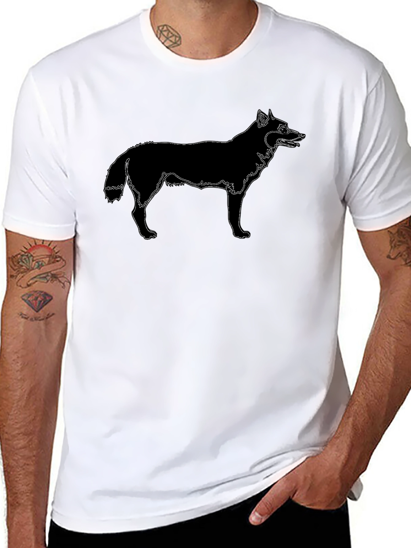 Black Black Wolf Graphic Tee - Modern Style view 8