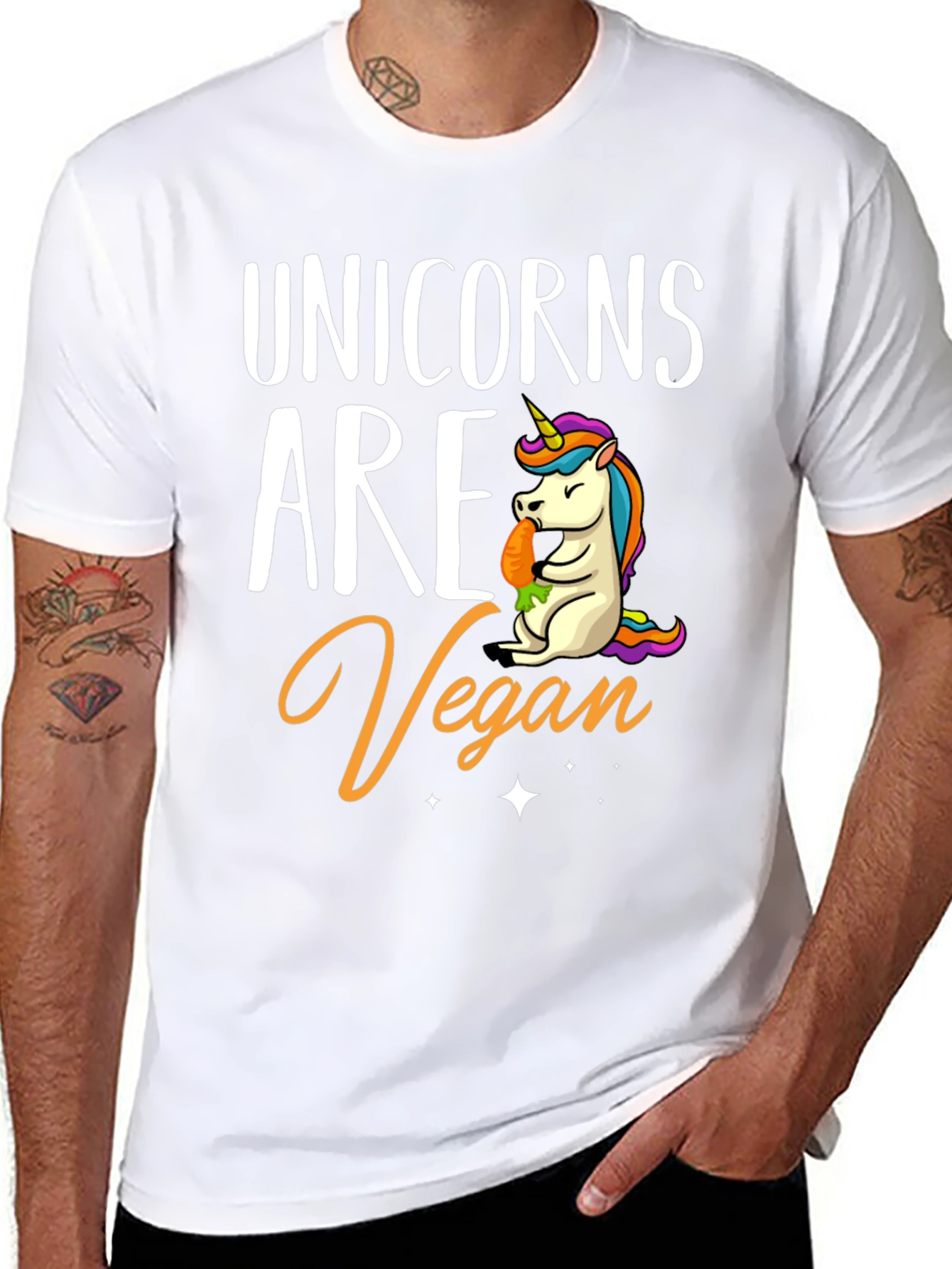 Black Unicorn Vegan T-Shirt - Black Graphic Tee view 8