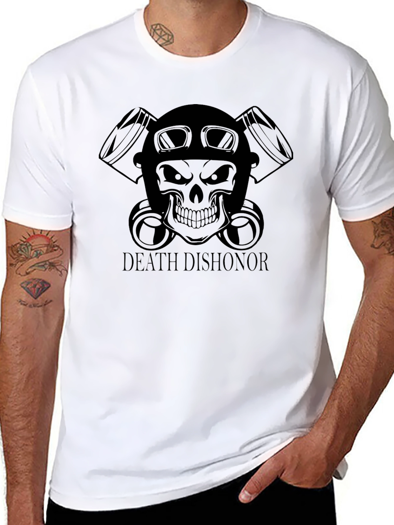 Black Death Dishonor Skull Biker T-Shirt view 8