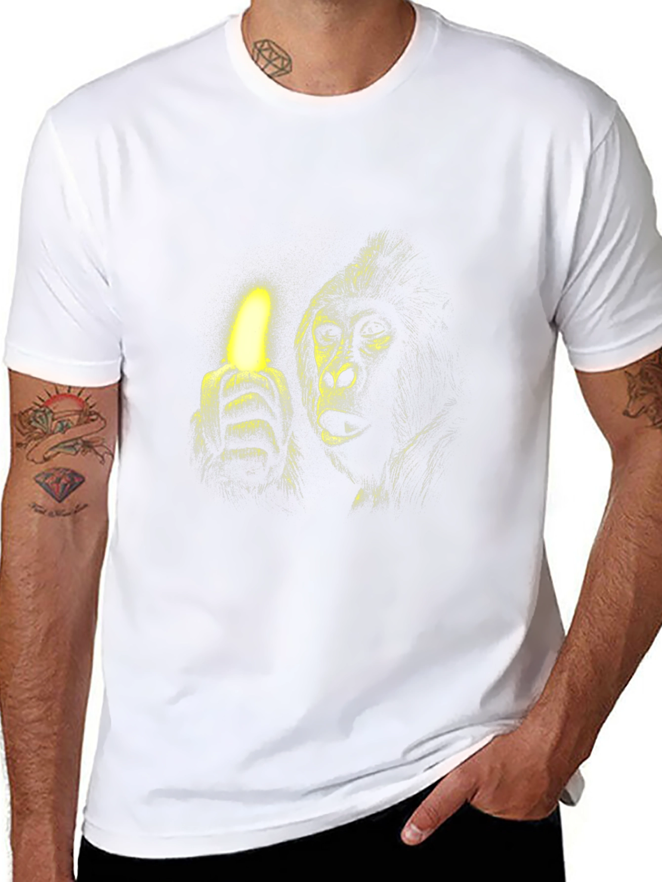 Black Gorilla Banana Glow Black T-Shirt view 8