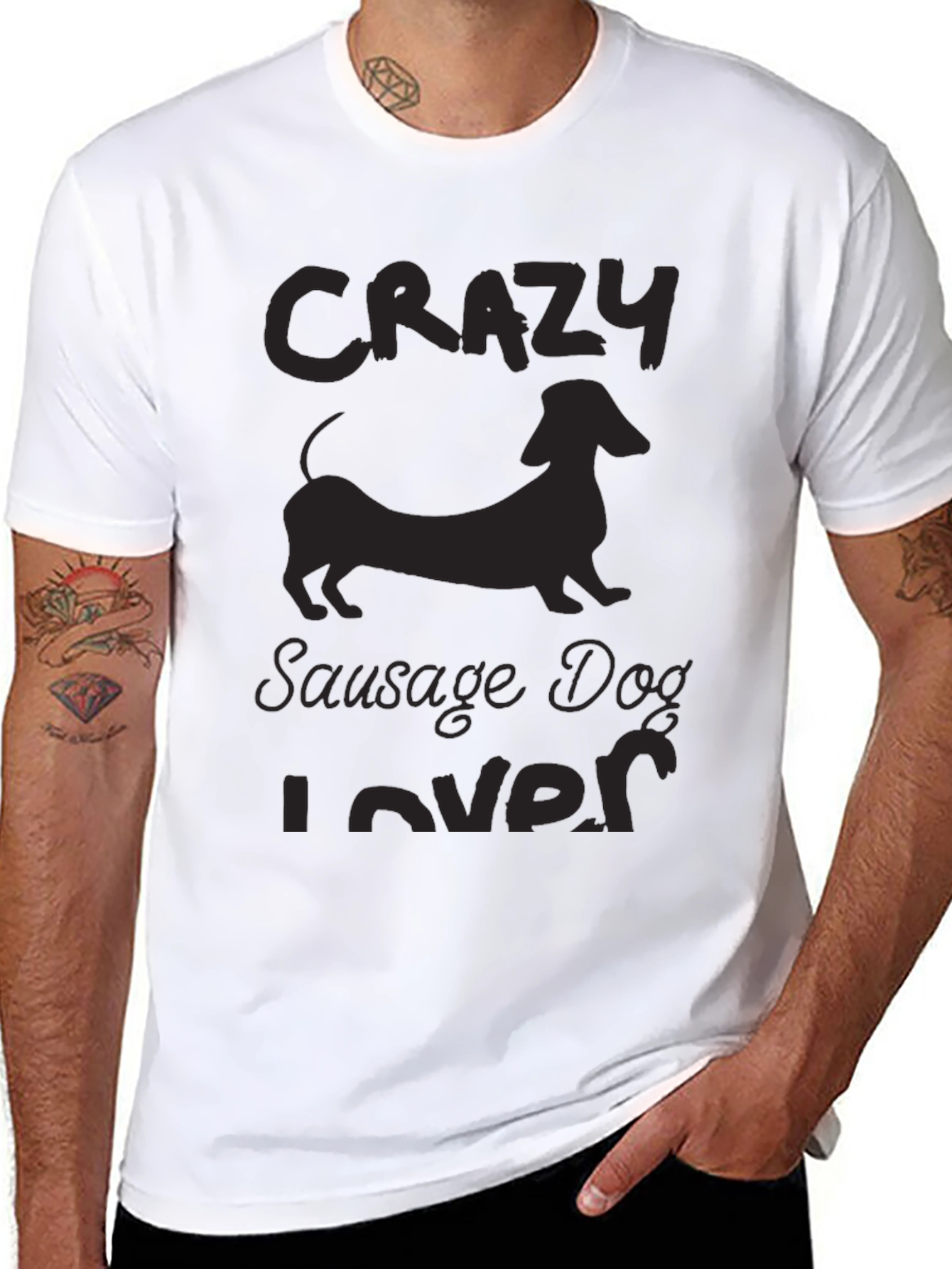 Black Crazy Sausage Dog Lover T-Shirt view 8