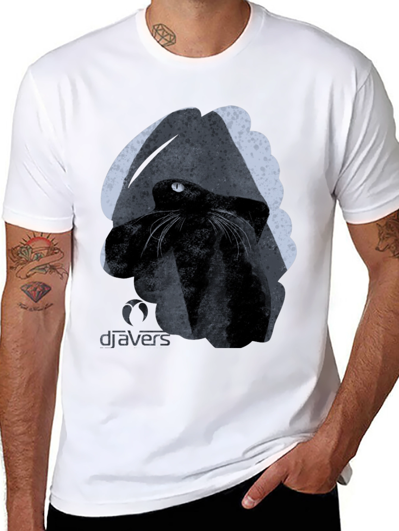 Black Black Cat Graphic Tee - Cool Artistic Design view 8