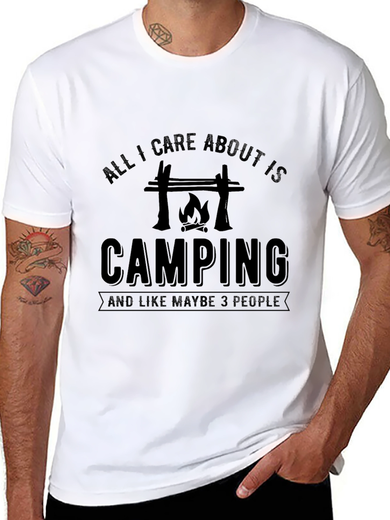 Black Camping Lover Graphic Tee - "All I Care About Is Camping" view 8