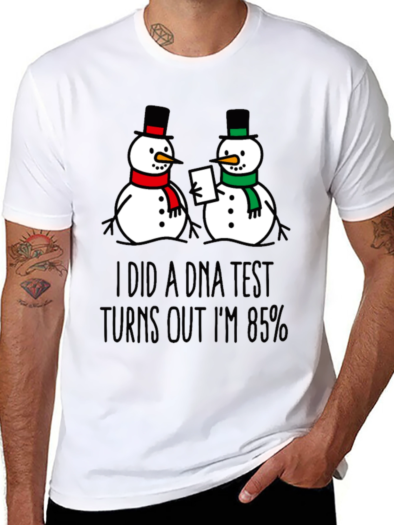 Black DNA Test Snowman Graphic Tee view 8