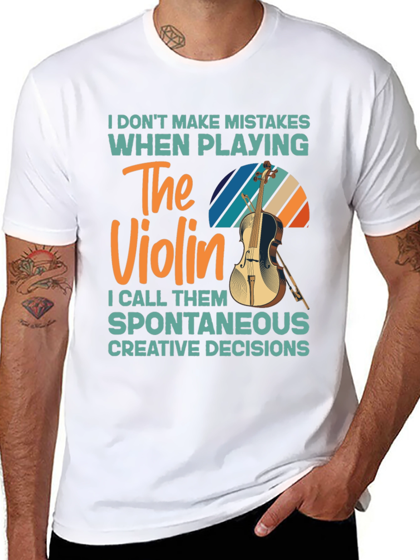 Black Violin Player T-Shirt - No Mistakes Just Creative Decisions view 8