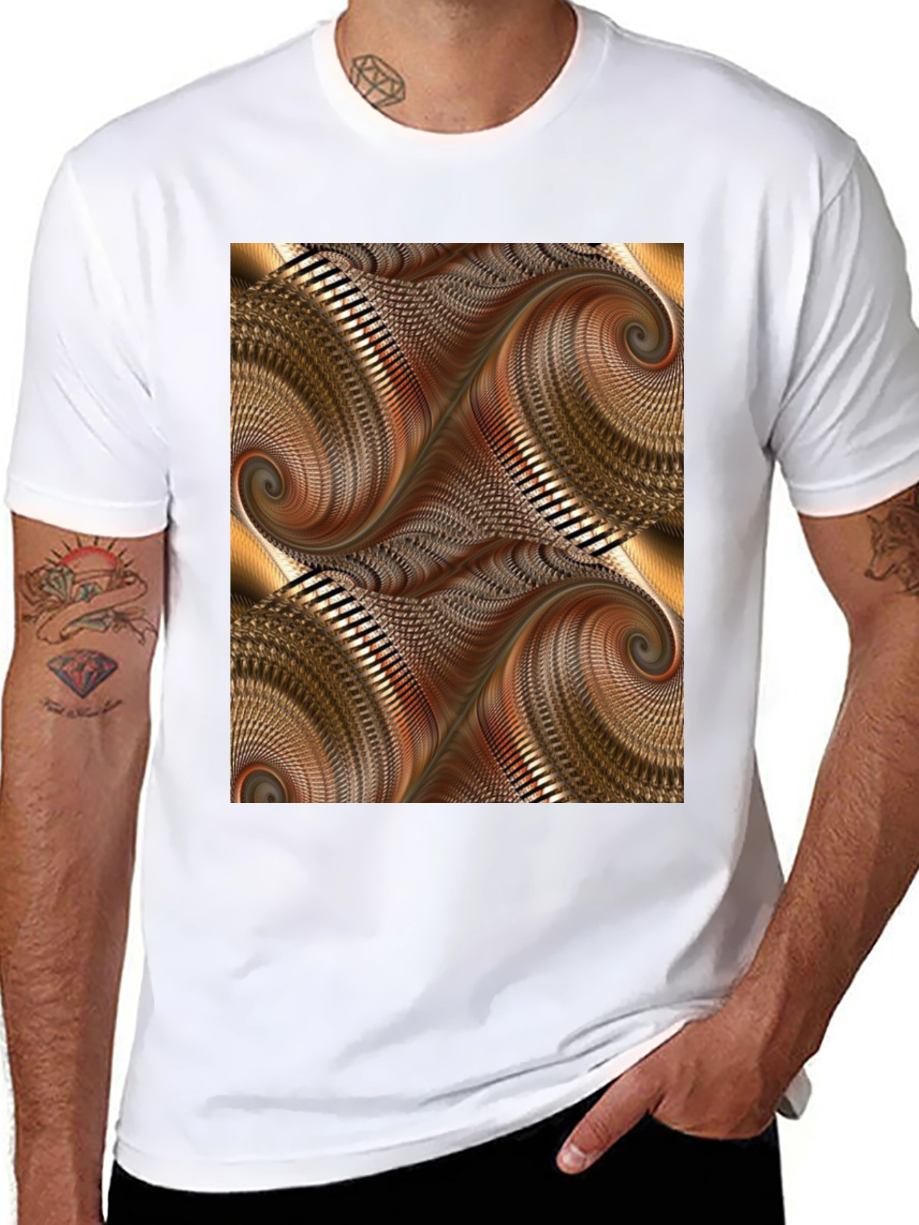 Black Abstract Swirl Graphic Print Black T-Shirt view 8