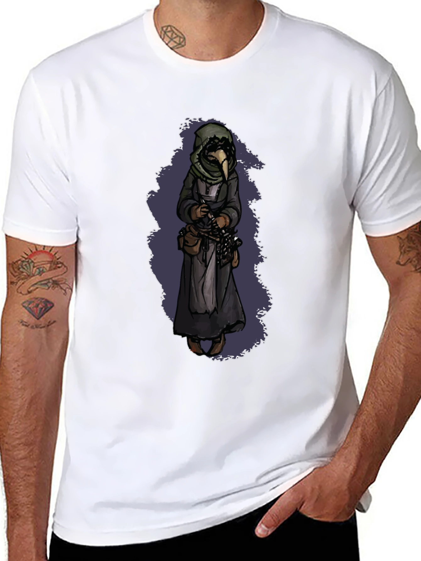 Black Plague Doctor Graphic T-Shirt - Black view 8