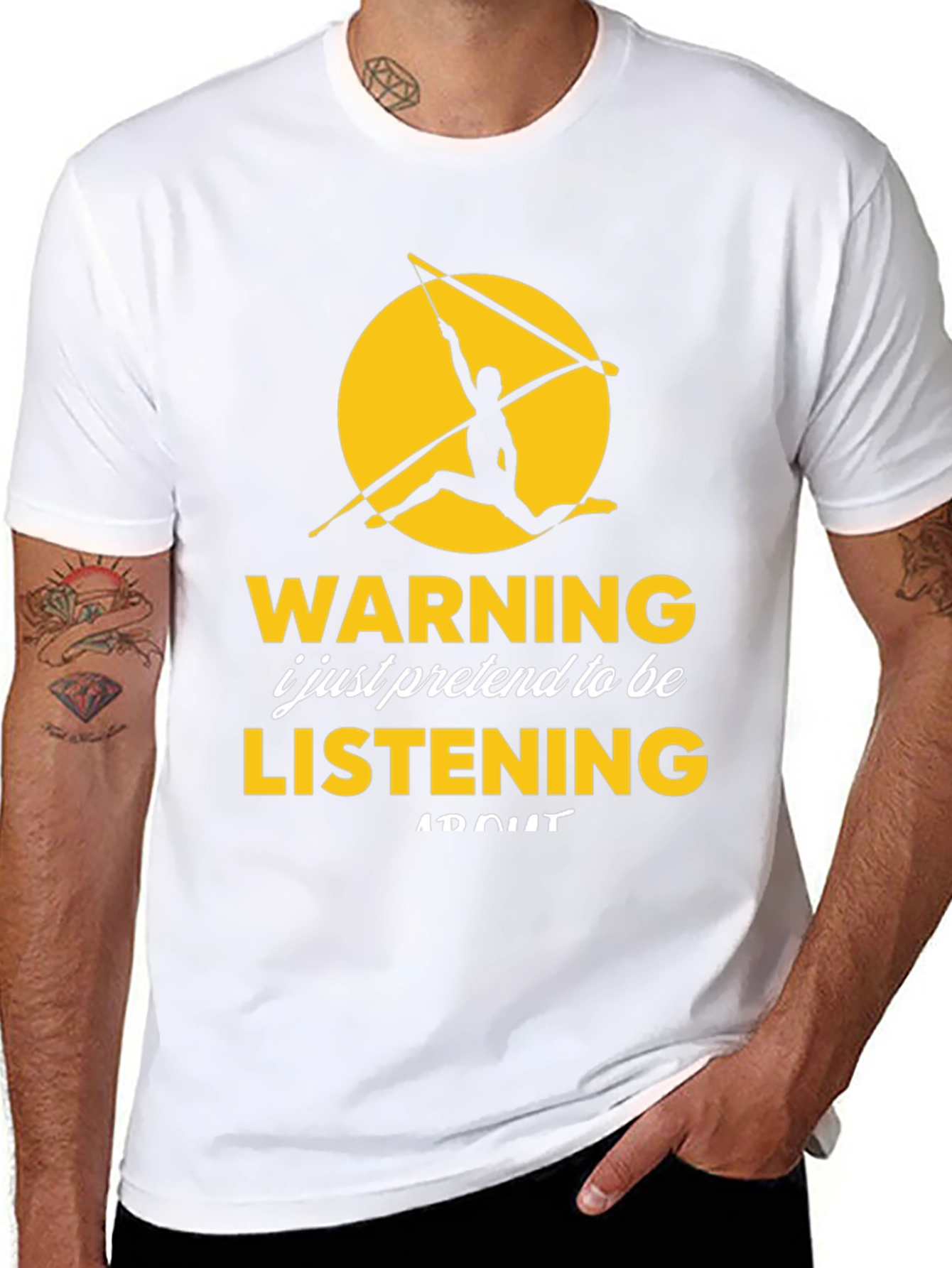 Black Warning I Pretend Listening T-Shirt view 8