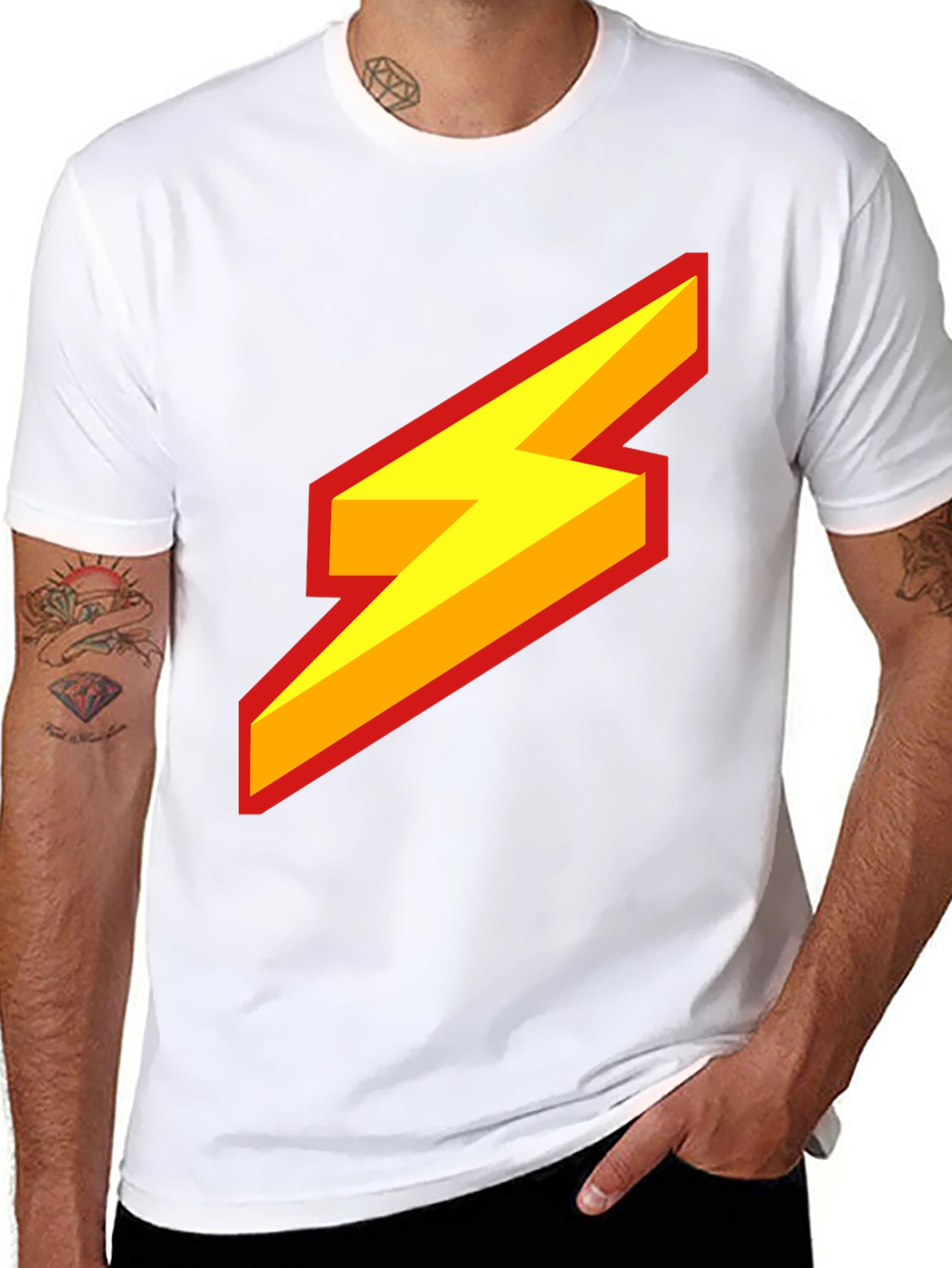 Black Lightning Bolt Graphic Tee - Bold Style view 8