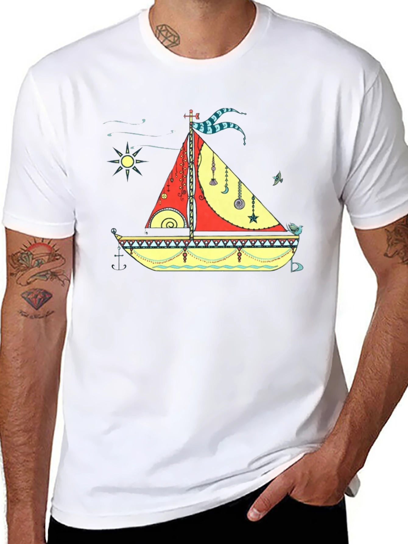 Black Sailboat Graphic Black T-Shirt view 8