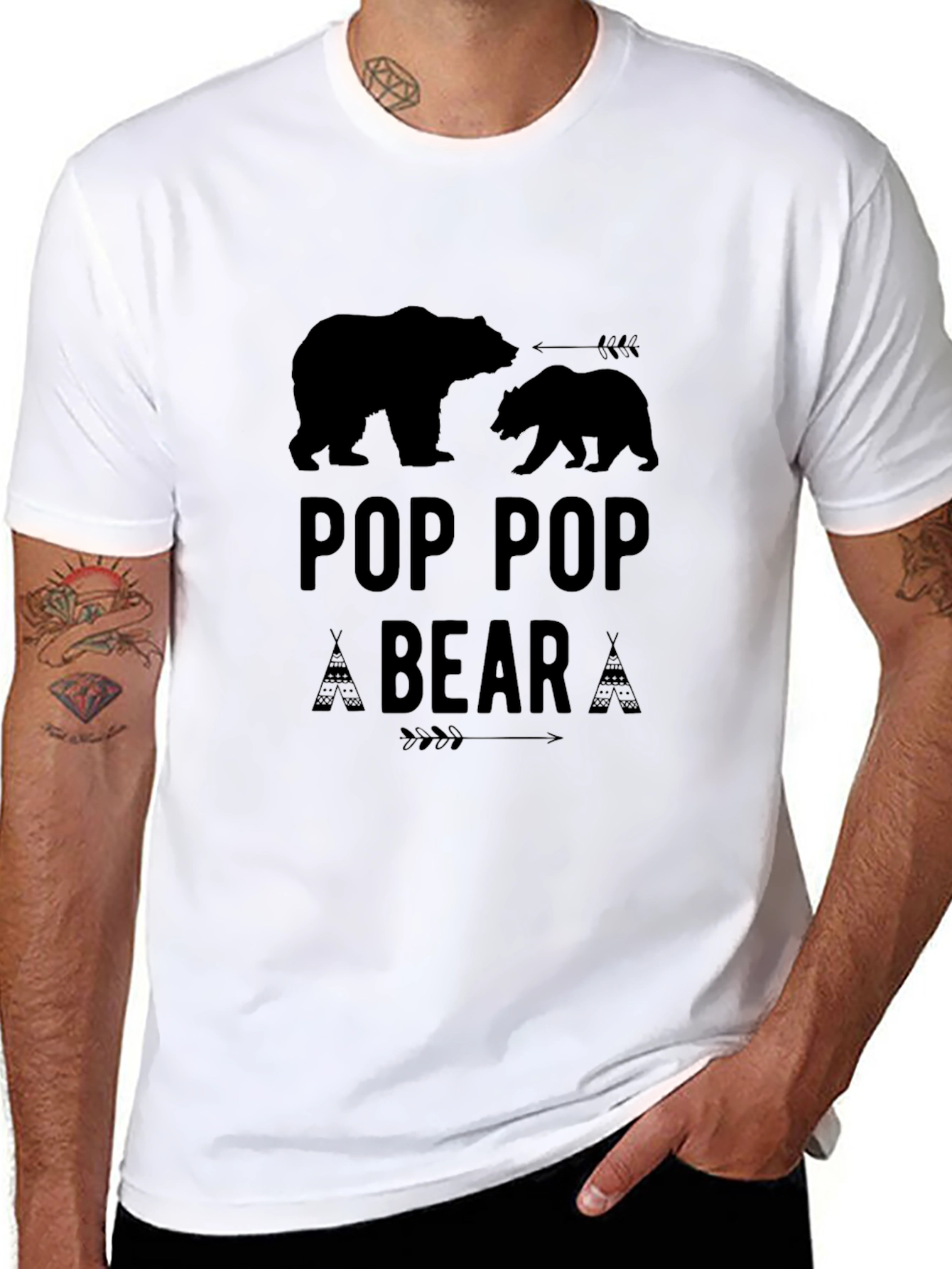 Black Pop Pop Bear T-Shirt - Father's Day Gift view 8