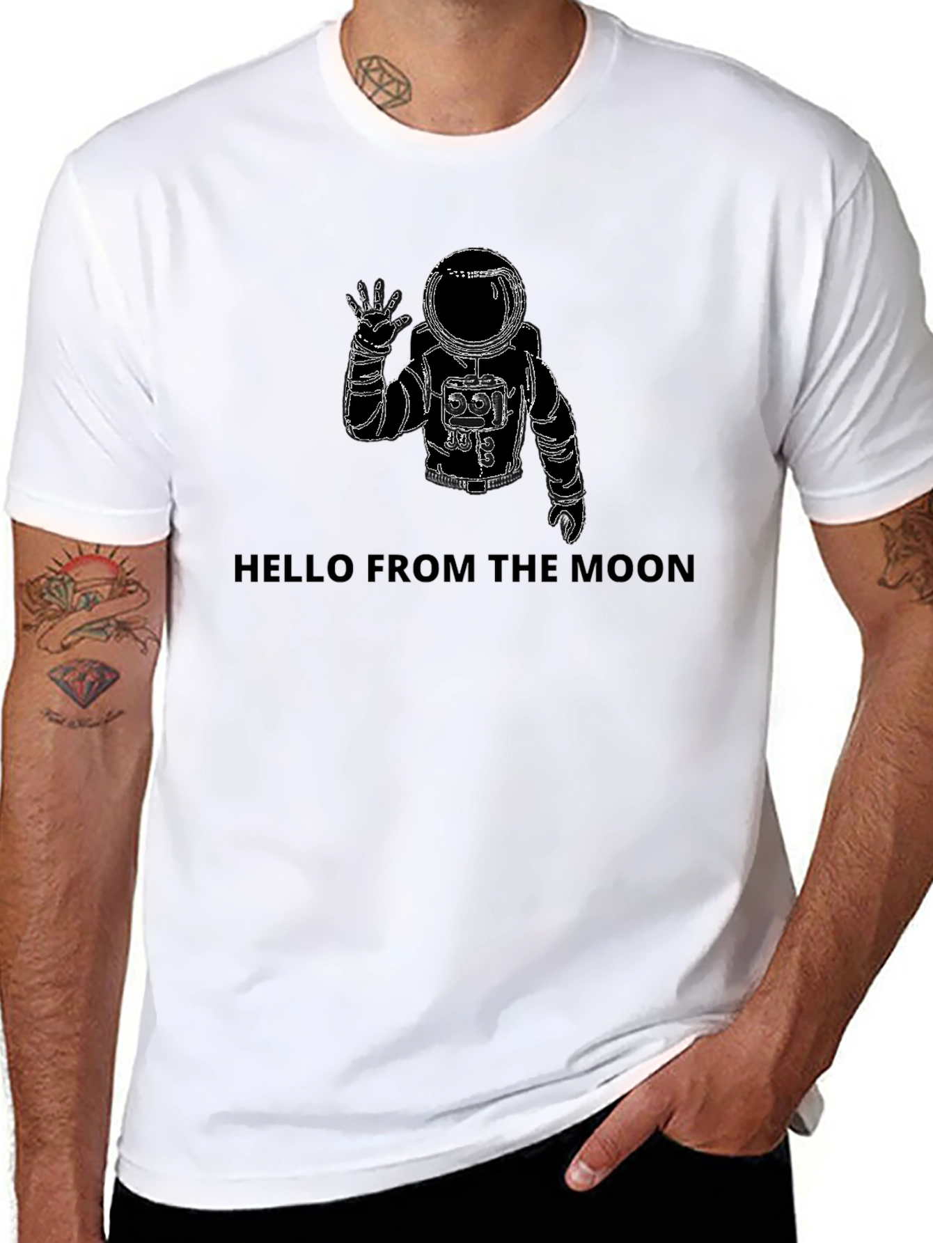 Black Hello From The Moon Graphic Tee view 8