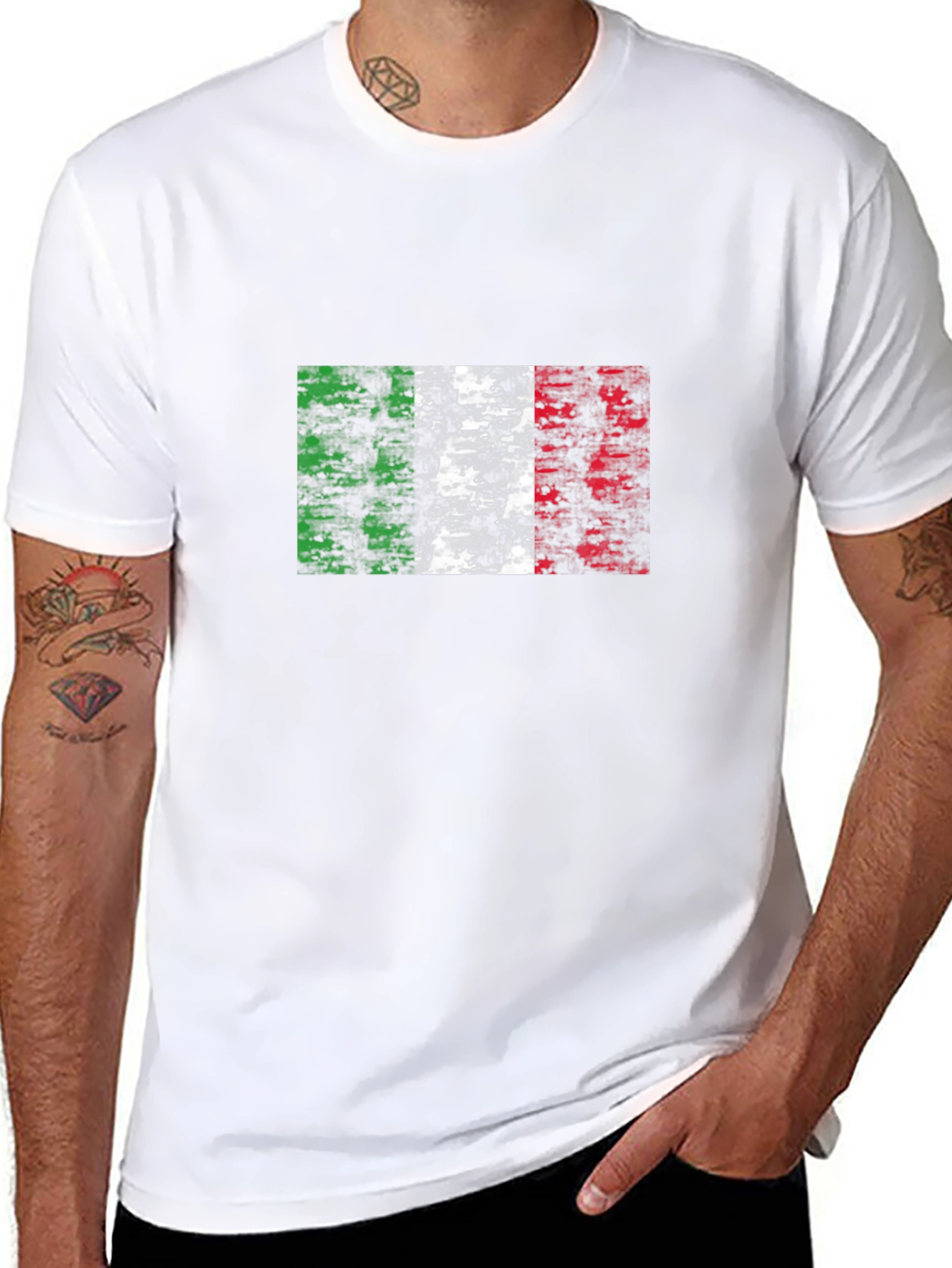 Black Italian Flag Graphic Tee - Black T-Shirt view 8