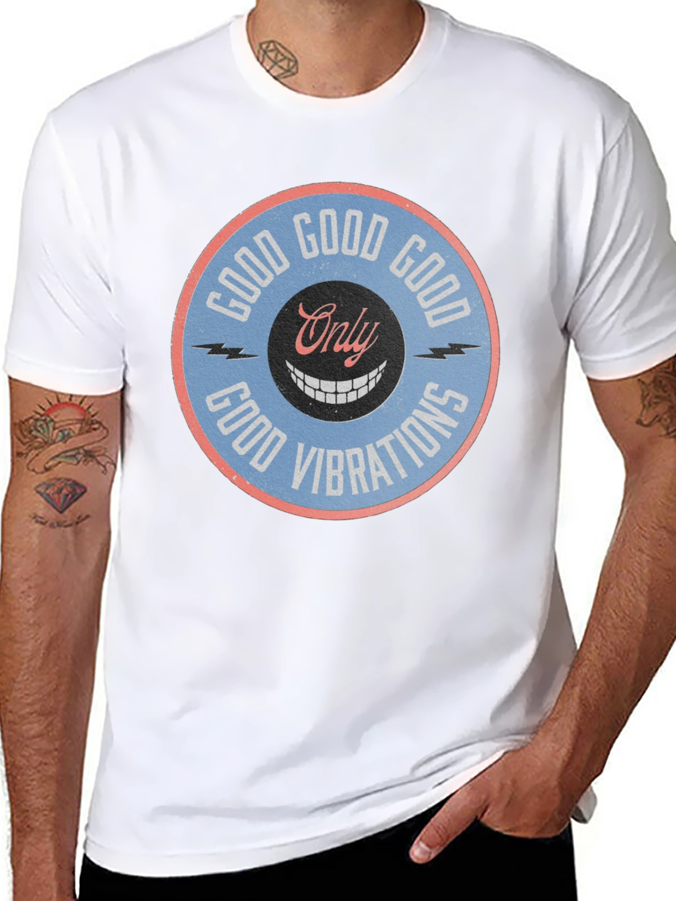 Black Good Vibrations Graphic Tee - Retro Style view 8
