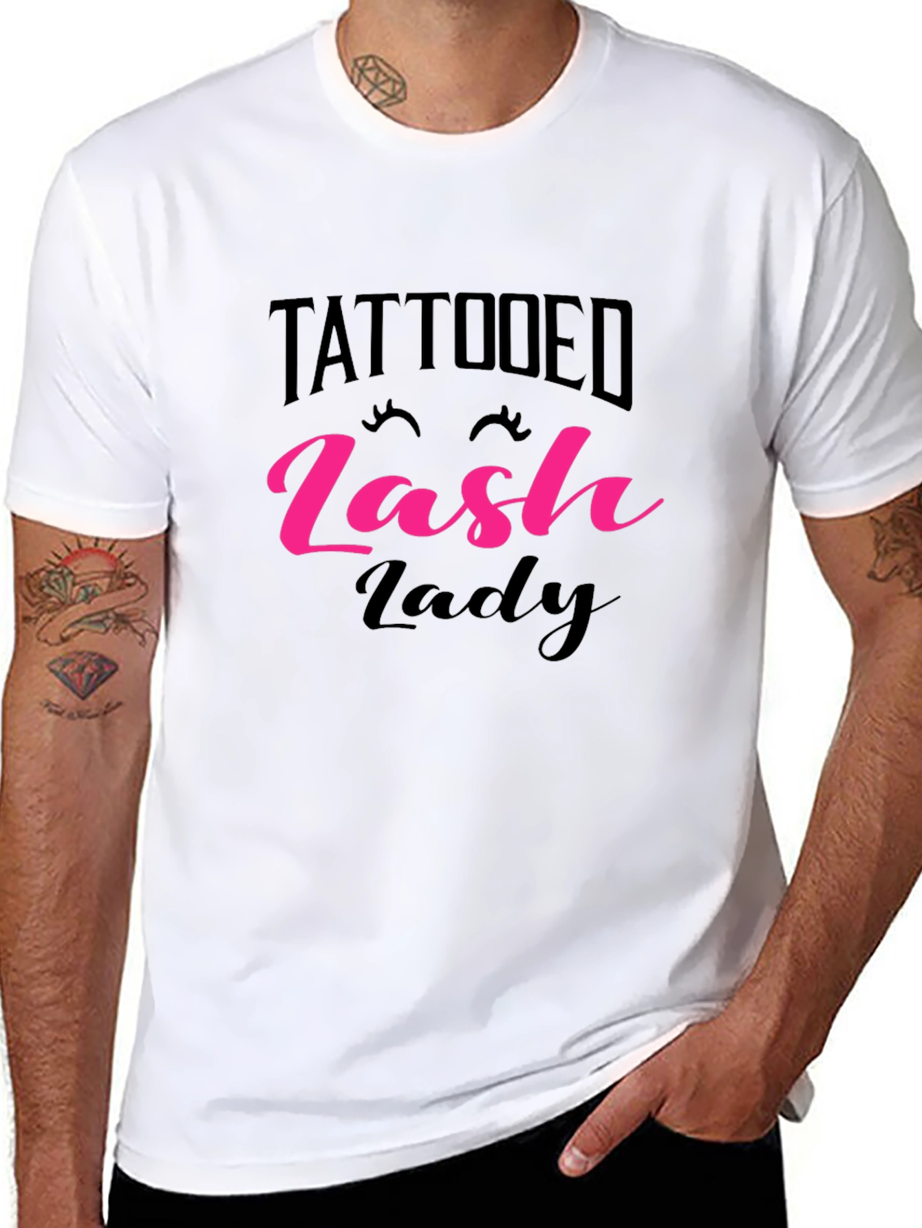 Black Tattooed Lash Lady T-Shirt - Black view 8