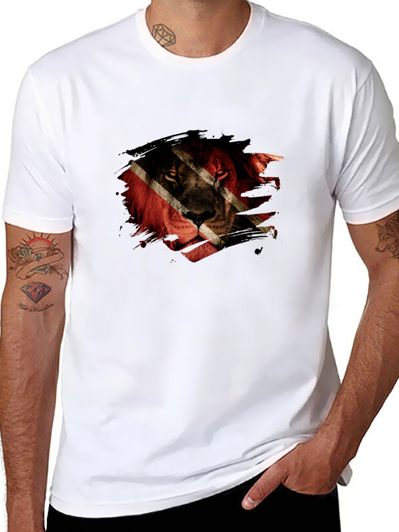 Trinidad Lion Black T-Shirt - Men's Graphic Tee - 8
