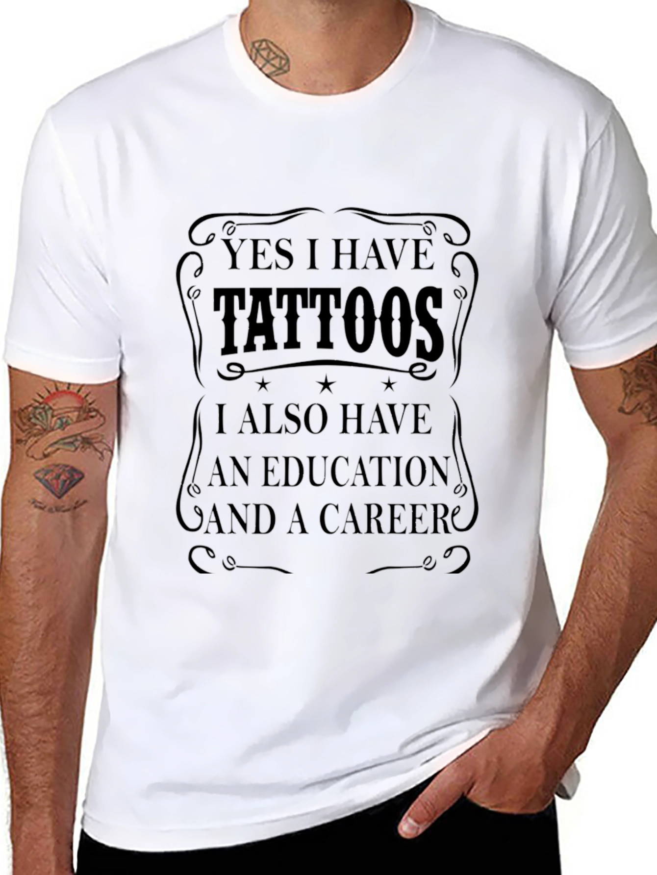 Black Tattooed & Educated Graphic Tee view 8