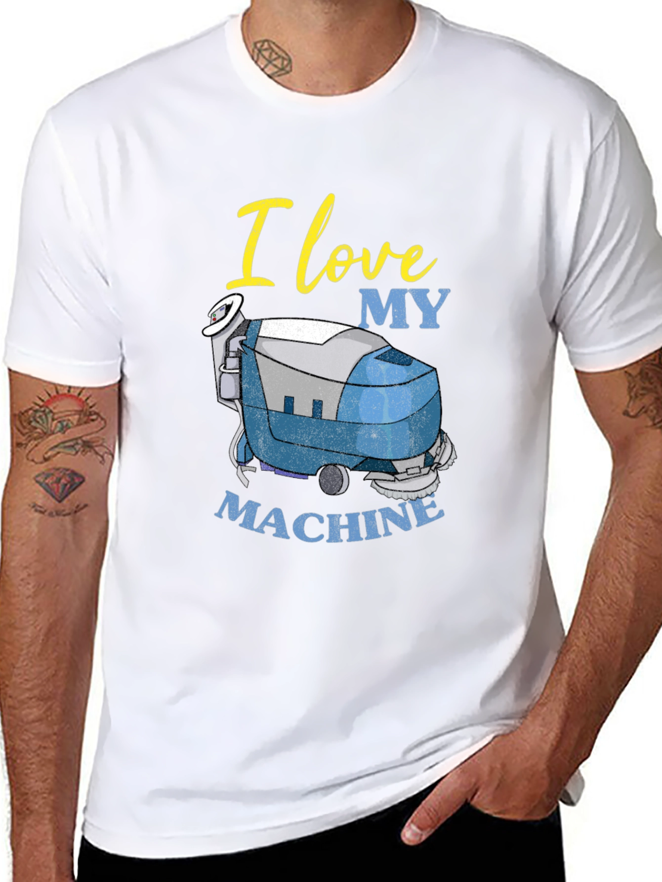 Black I Love My Machine T-Shirt - Cleaning Crew Apparel view 8