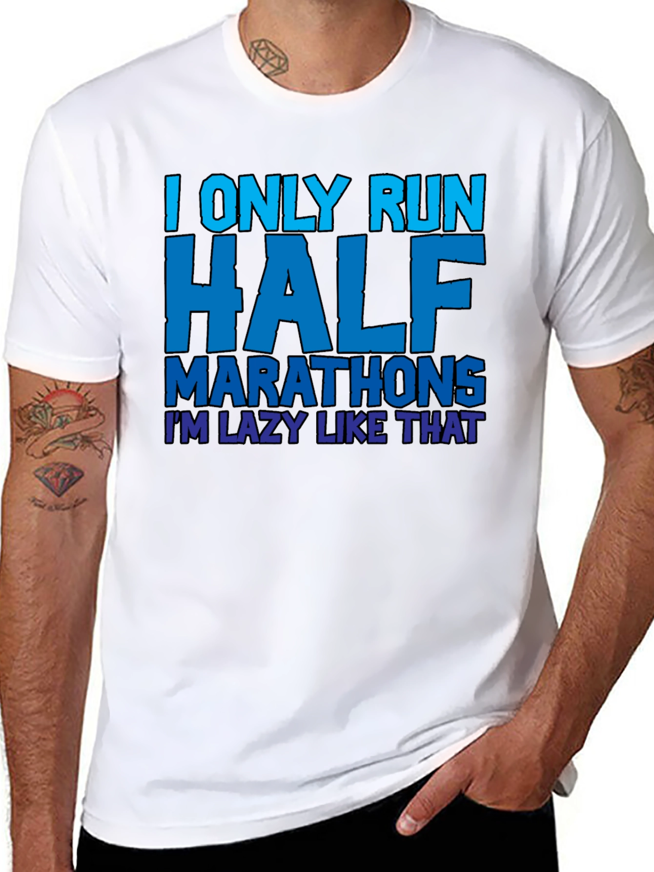 Funny Half Marathon Runner T-Shirt - Lazy Running Tee - 8