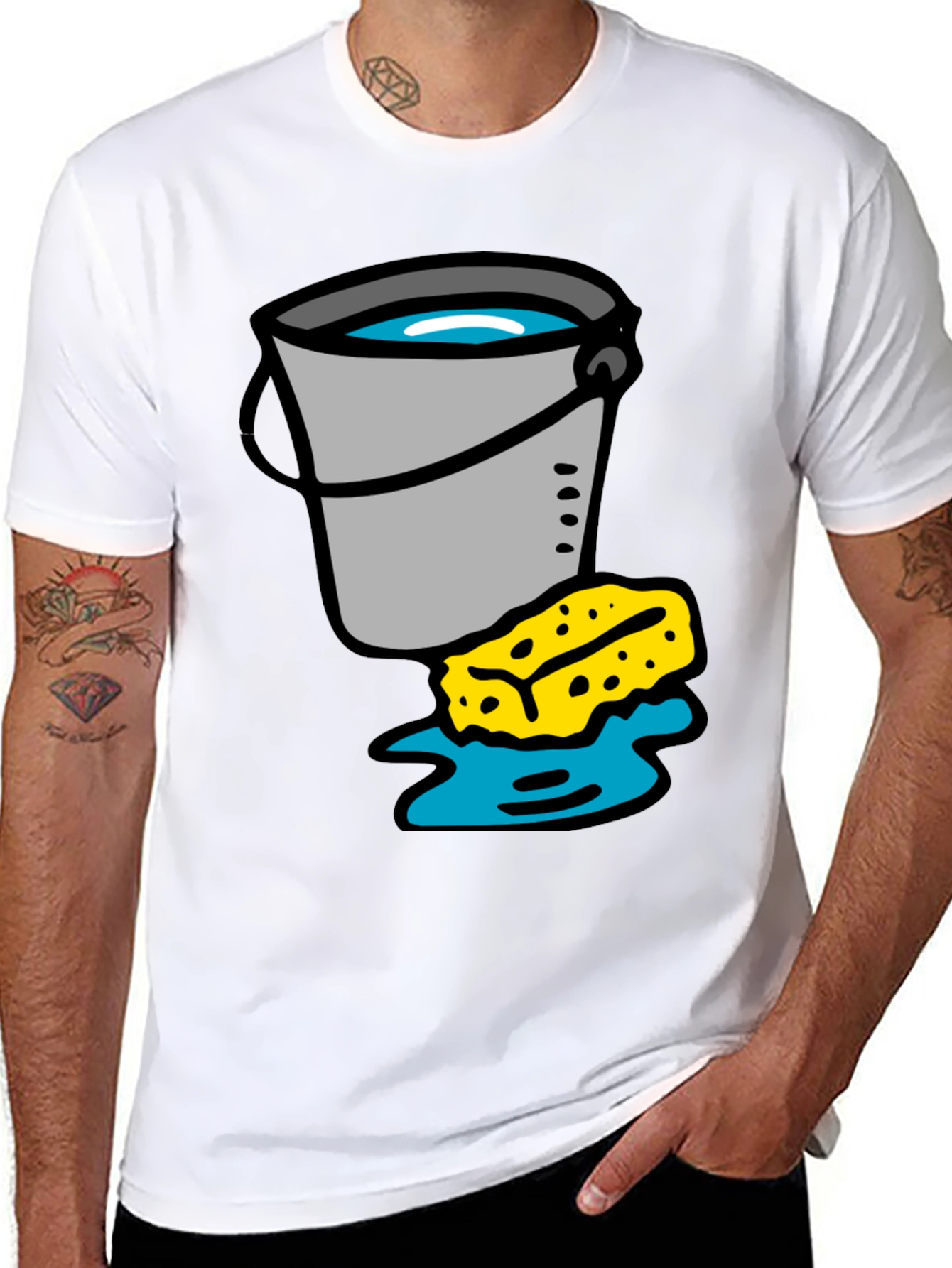 Black Bucket and Sponge Graphic Tee view 8