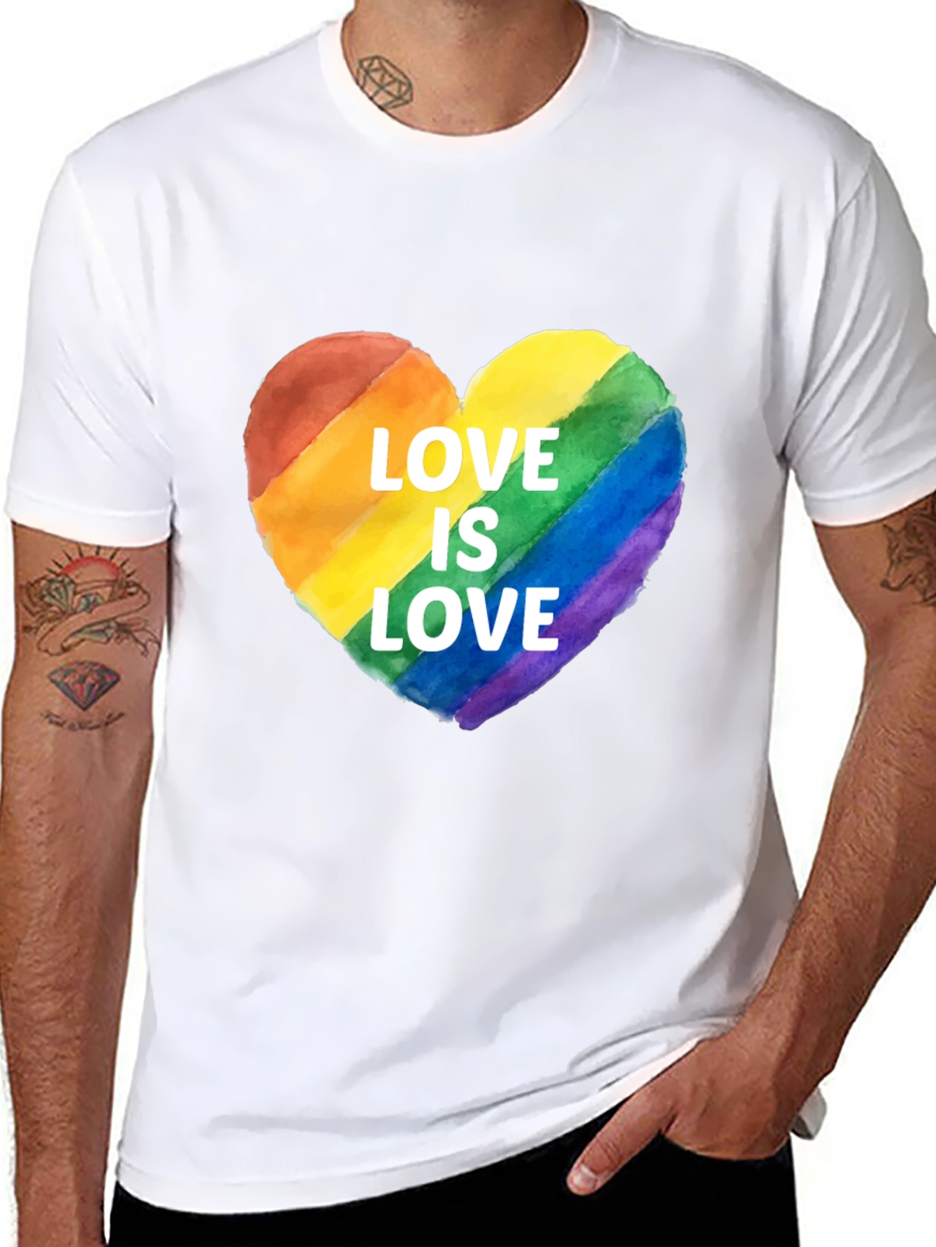 Black Love Is Love Rainbow Heart T-Shirt view 8