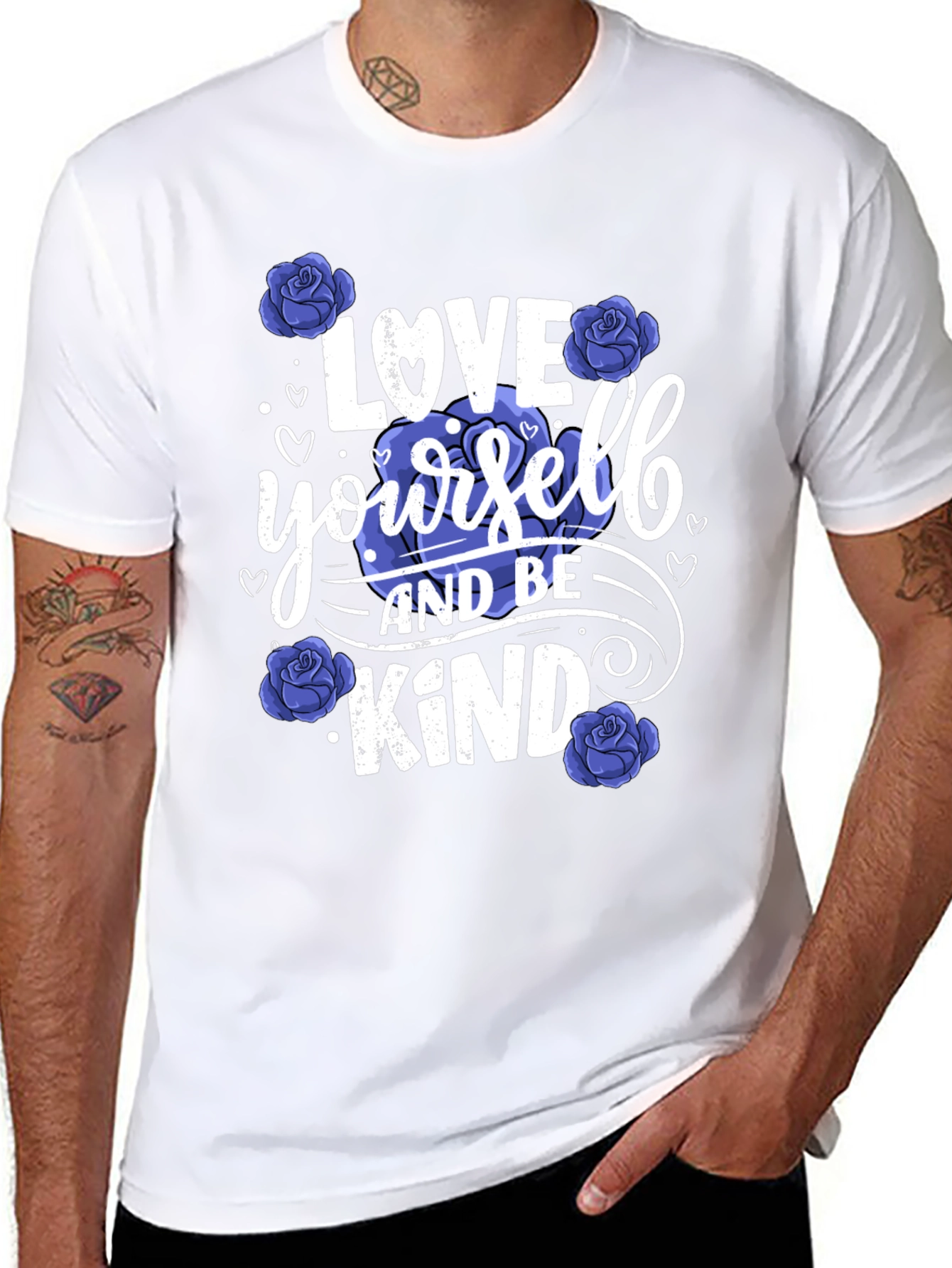 Black Love Yourself & Be Kind Graphic Tee - Floral Design view 8