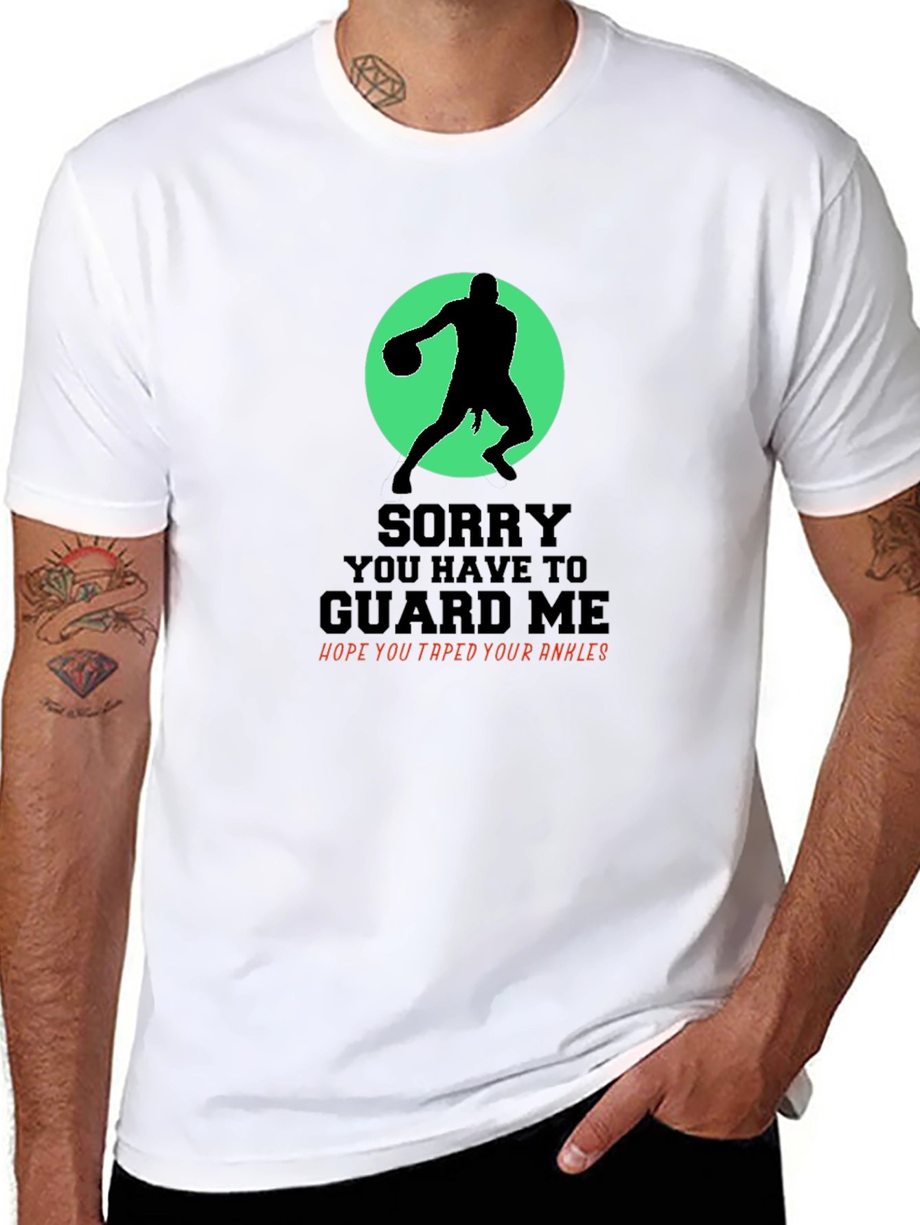 Black Basketball Graphic Tee - Sorry You Have To Guard Me view 8