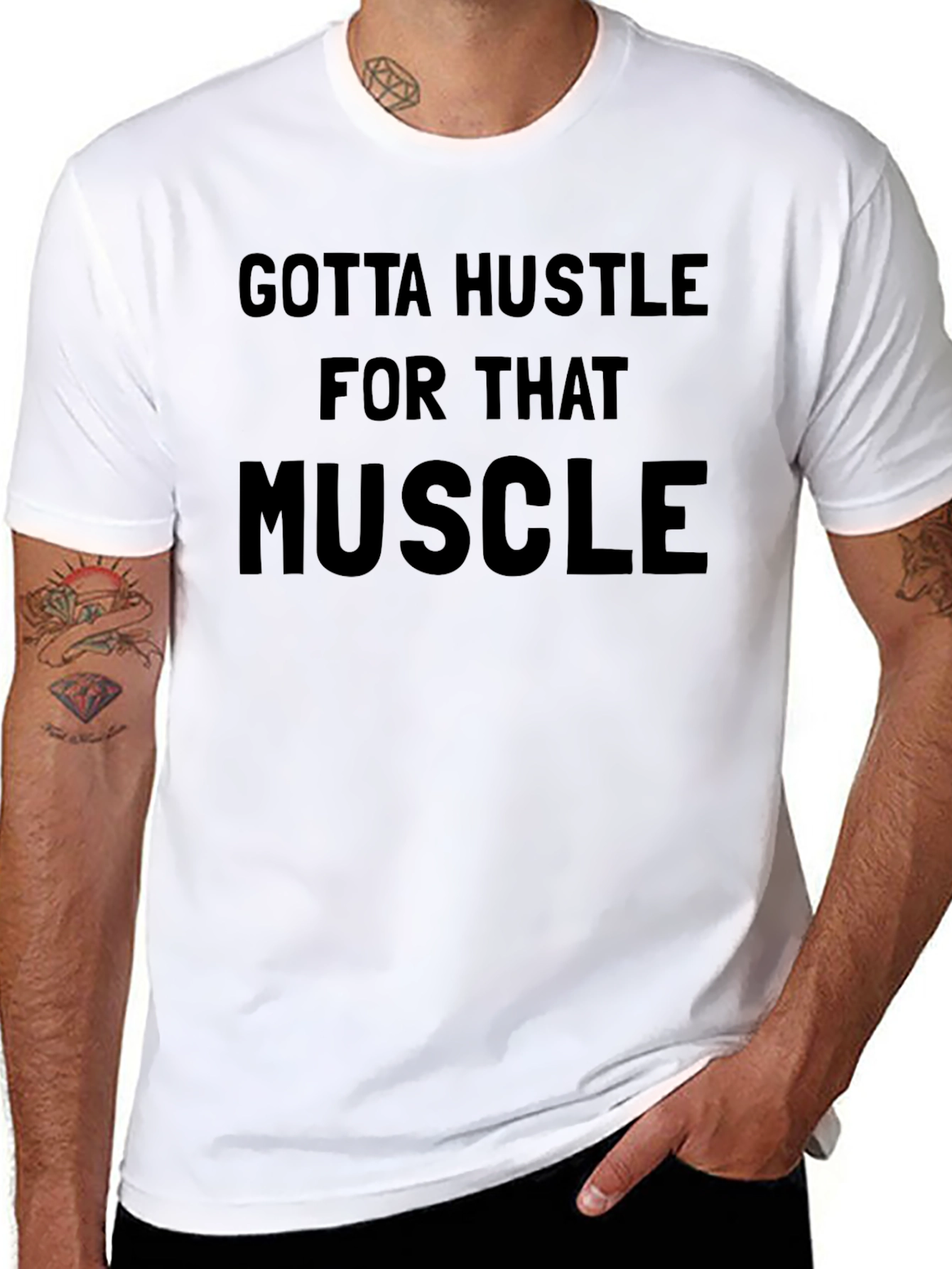 Black Gotta Hustle for That Muscle Graphic T-Shirt view 8