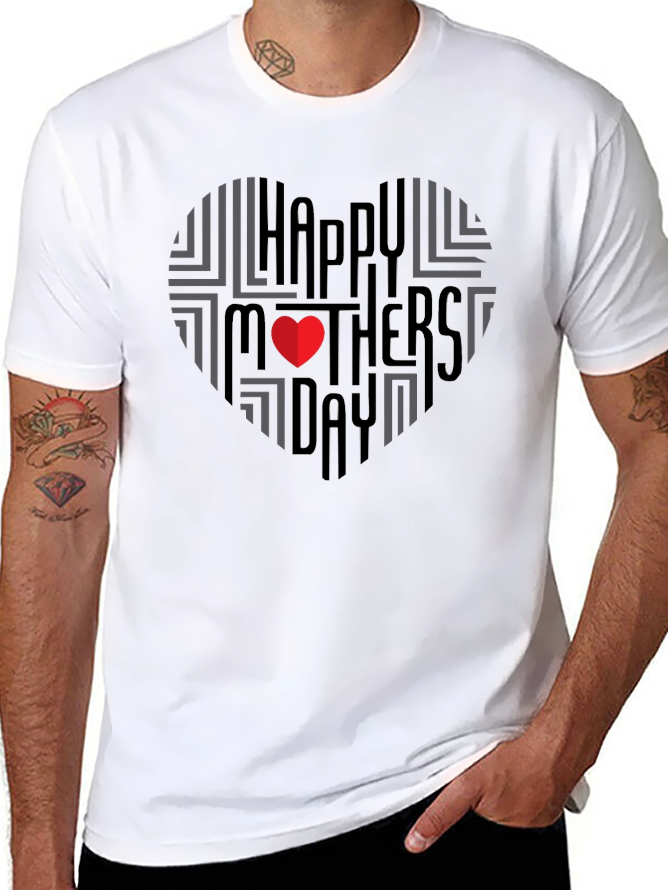 Black Happy Mother's Day Heart T-Shirt - Black view 8