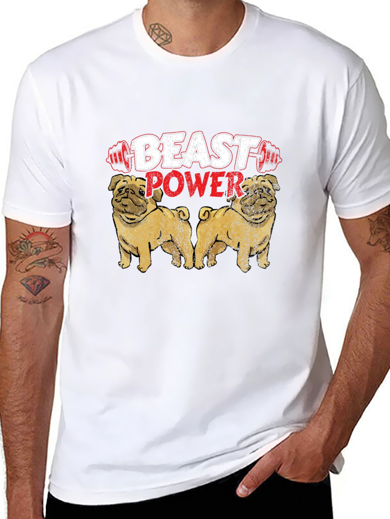 Black Beast Power Pug Graphic Tee view 8