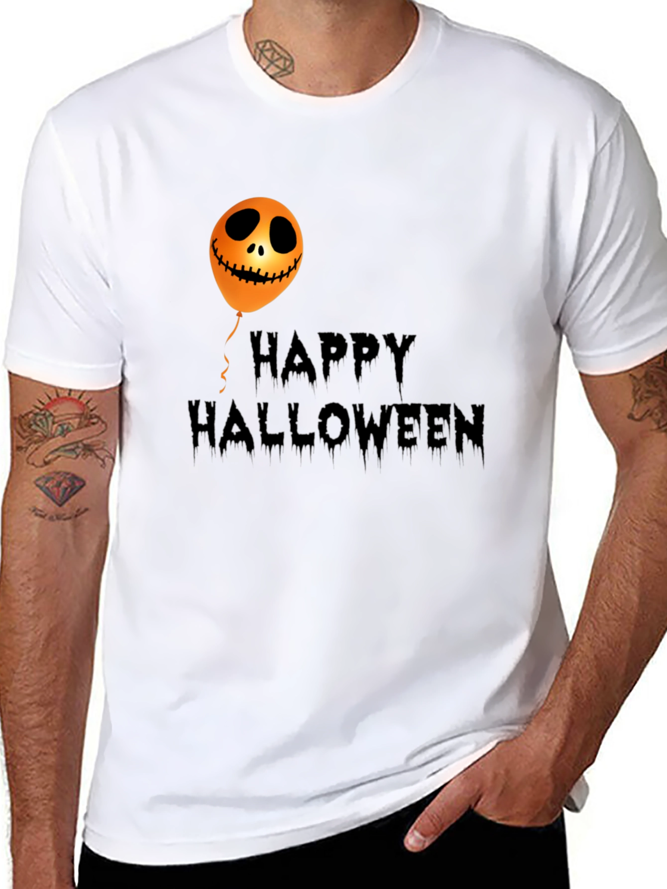 Black Happy Halloween Graphic T-Shirt - Spooky Season Apparel view 8