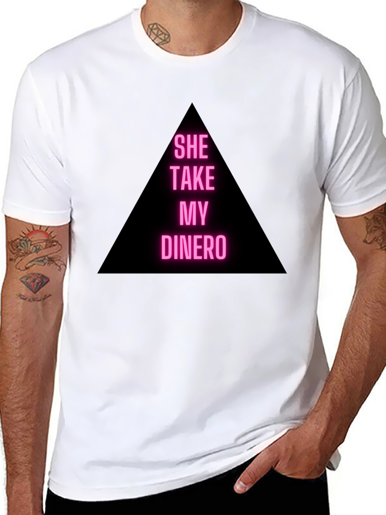 Black She Take My Dinero Black T-Shirt view 8