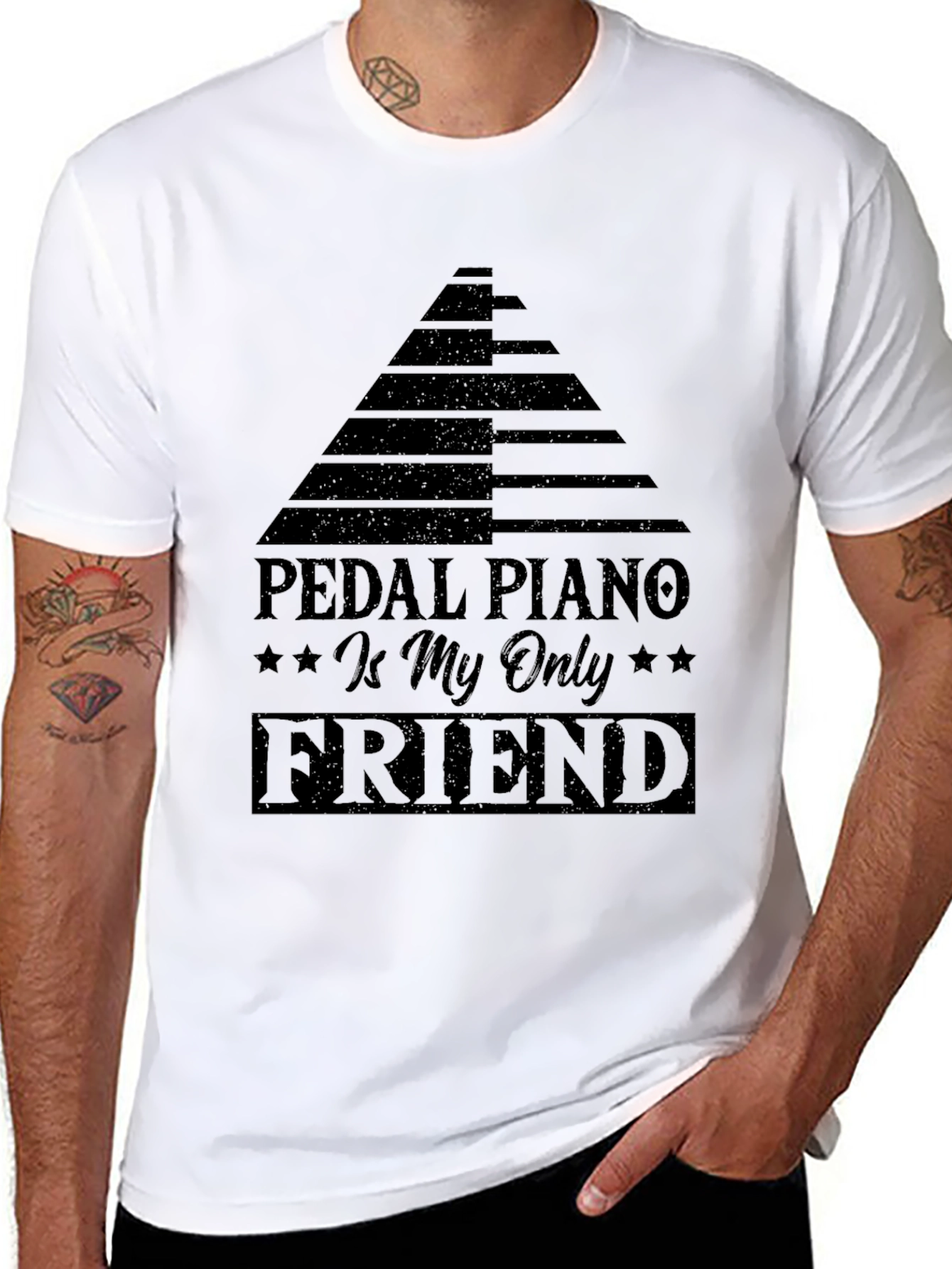 Black Pedal Piano is My Only Friend Black T-Shirt view 8