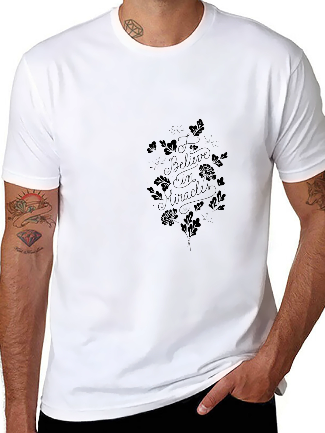 Black Believe in Miracles Black Graphic Tee view 8