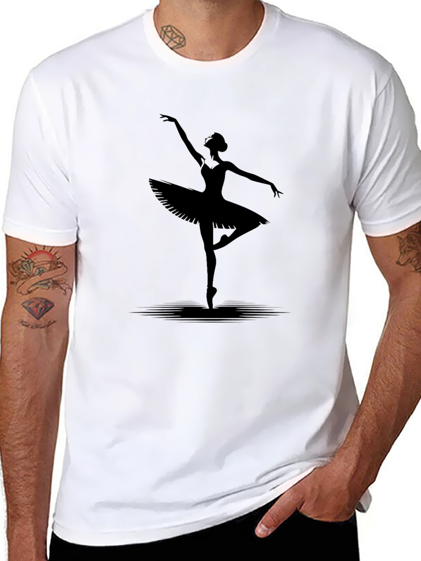 Black Ballerina Silhouette Black Tee view 8