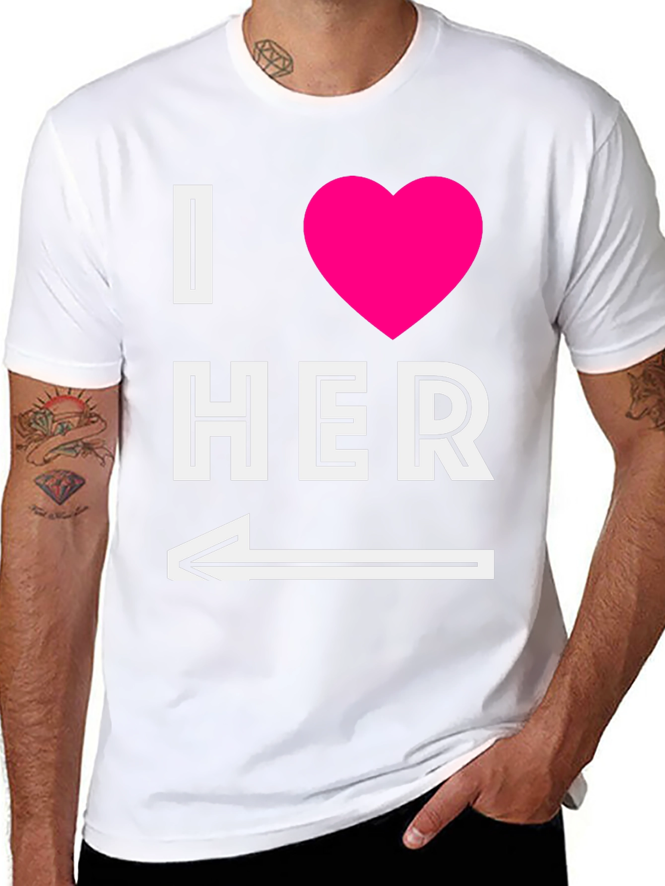 Black I Heart Her T-Shirt with Arrow Graphic view 8