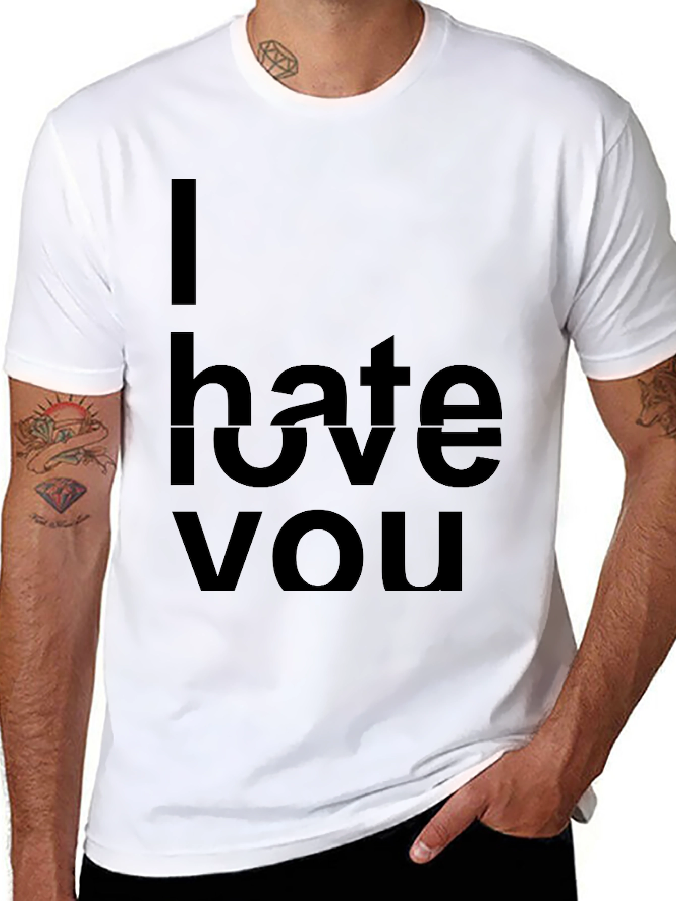 Black I Hate Love You Graphic T-Shirt - Black view 8