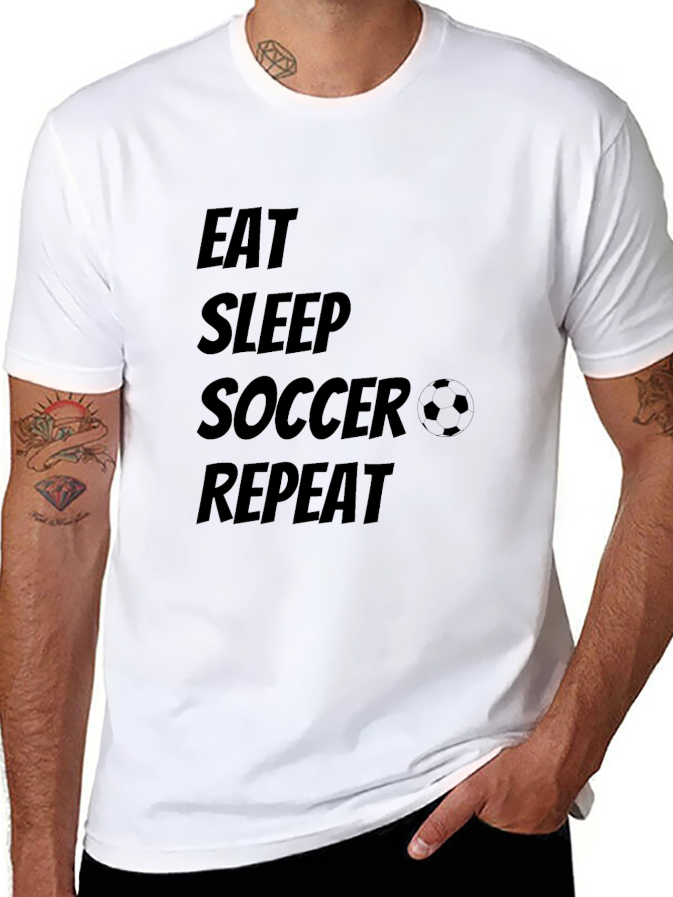 Black Eat Sleep Soccer Repeat Graphic Tee view 8