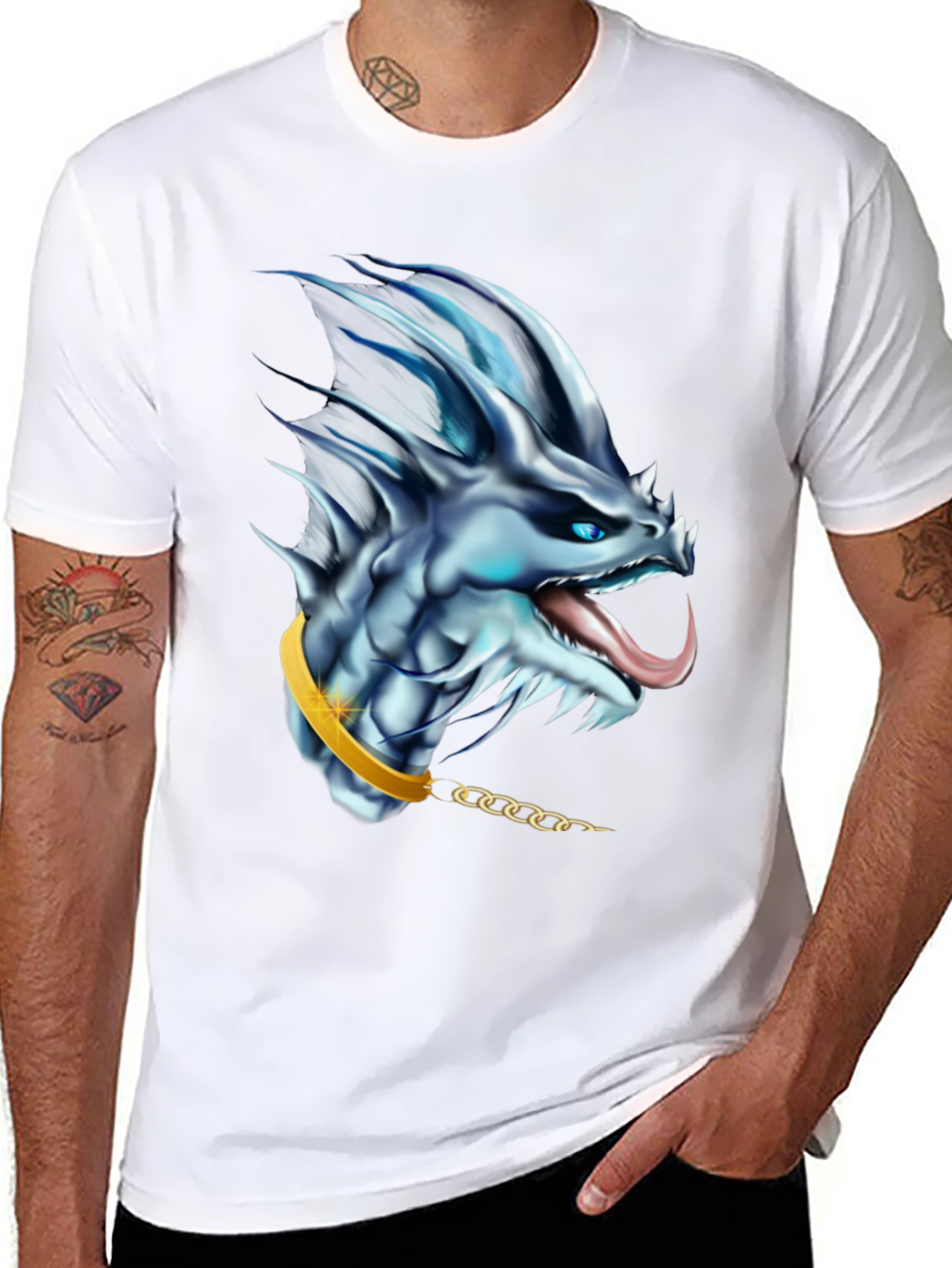 Black Dragon Head Graphic Tee - Fantasy T-Shirt view 8