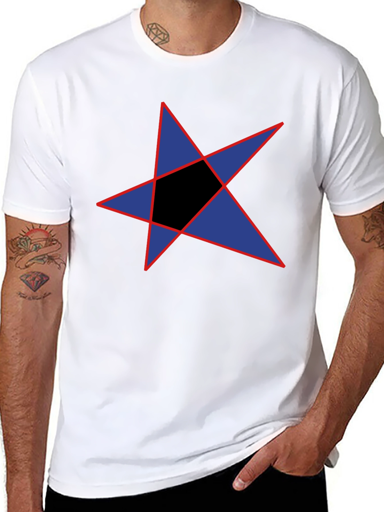 Black Abstract Star Graphic Black T-Shirt view 8