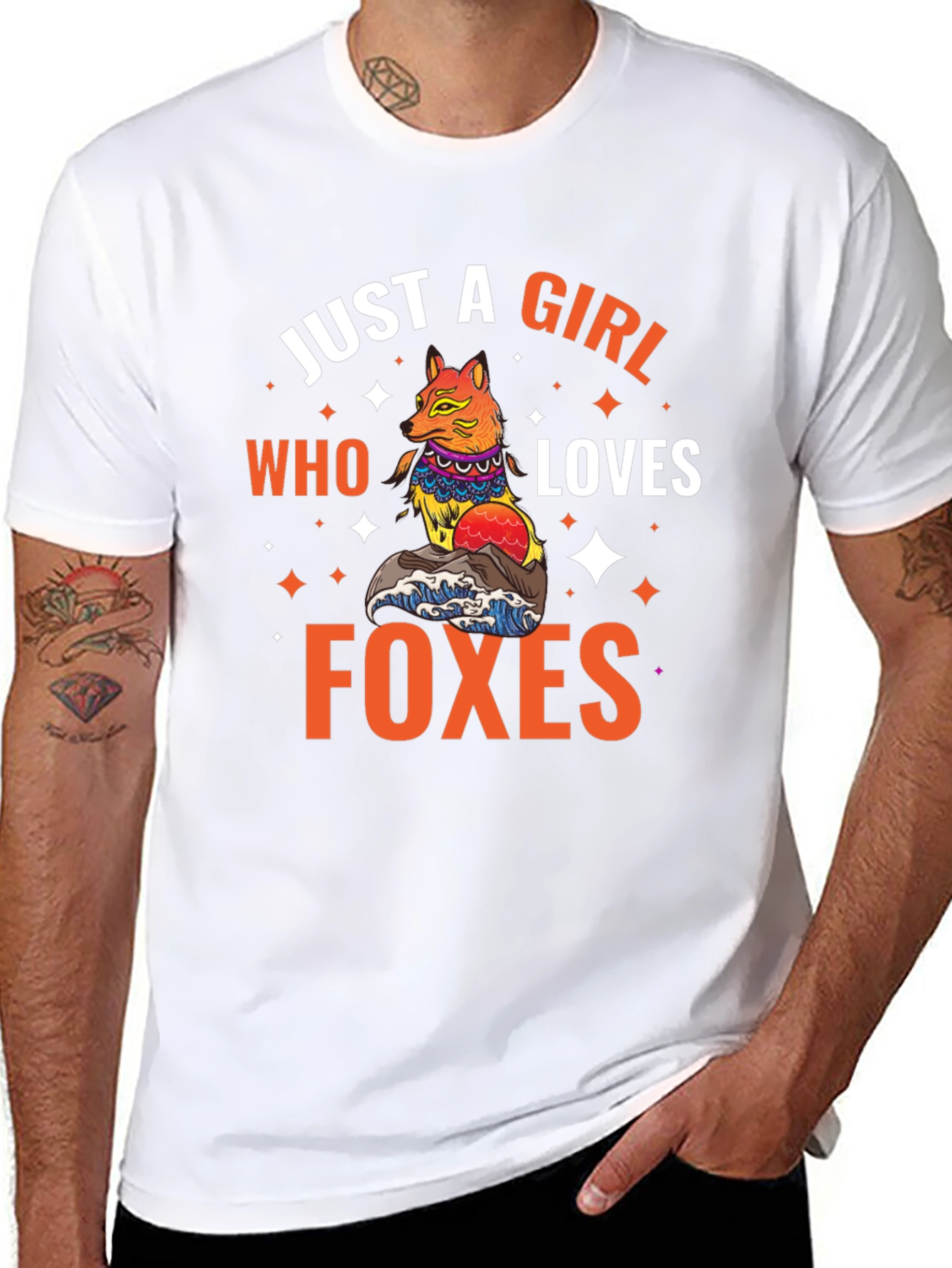 Black Just A Girl Who Loves Foxes Graphic T-Shirt view 8