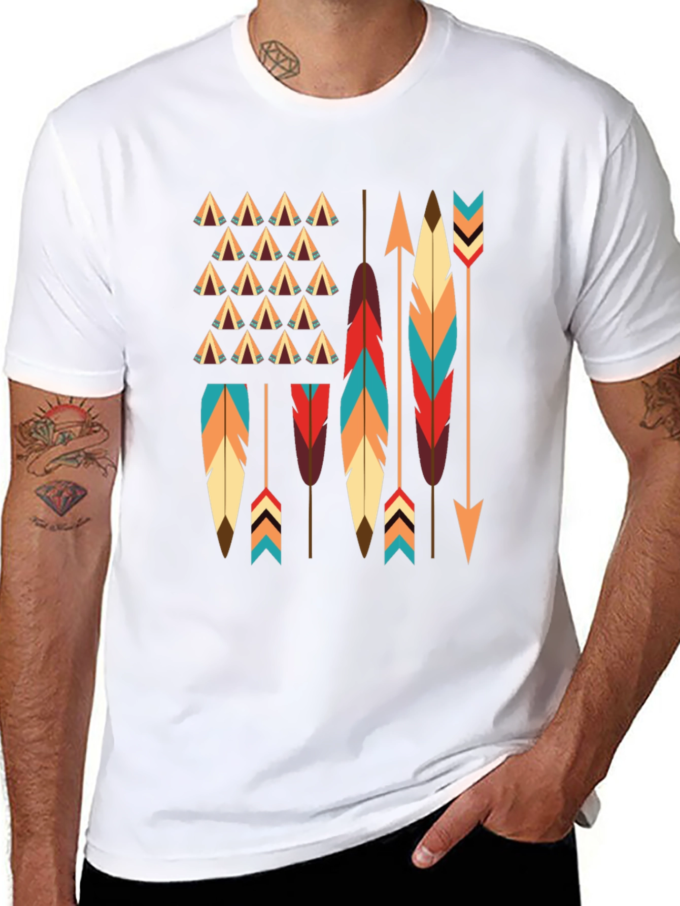 Native American Arrows & Feathers Graphic T-Shirt - 8