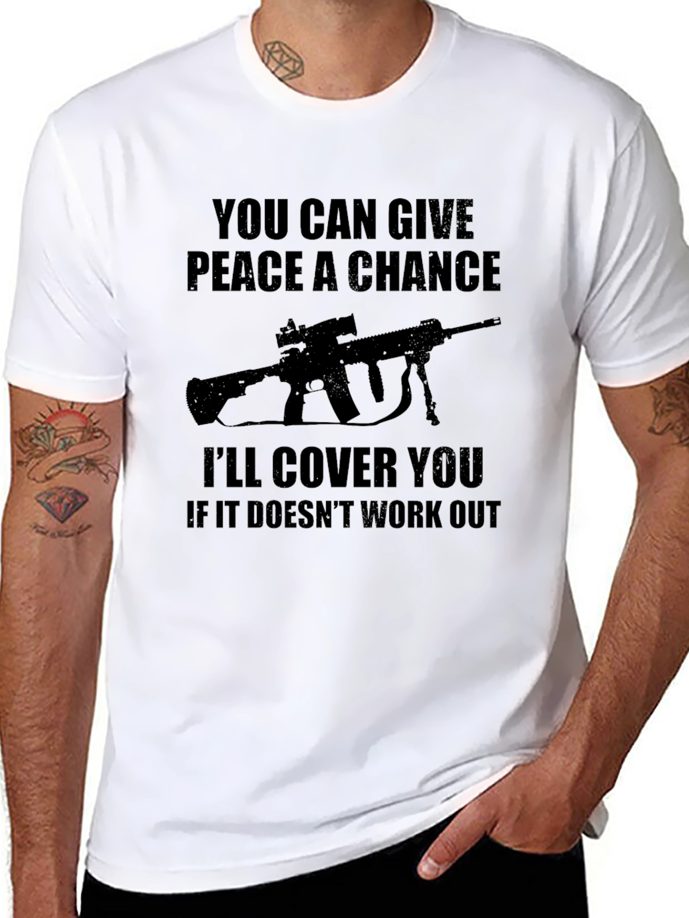 Black Give Peace A Chance T-Shirt view 8