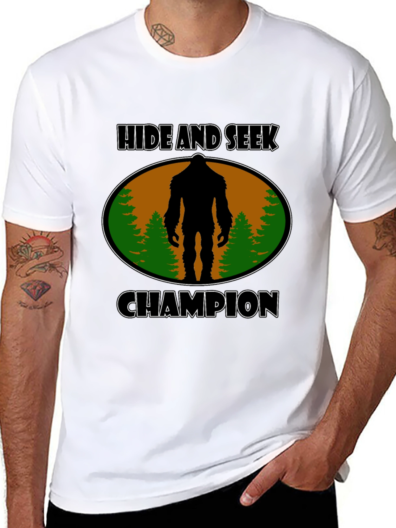 Black Hide and Seek Champion Bigfoot T-Shirt view 8