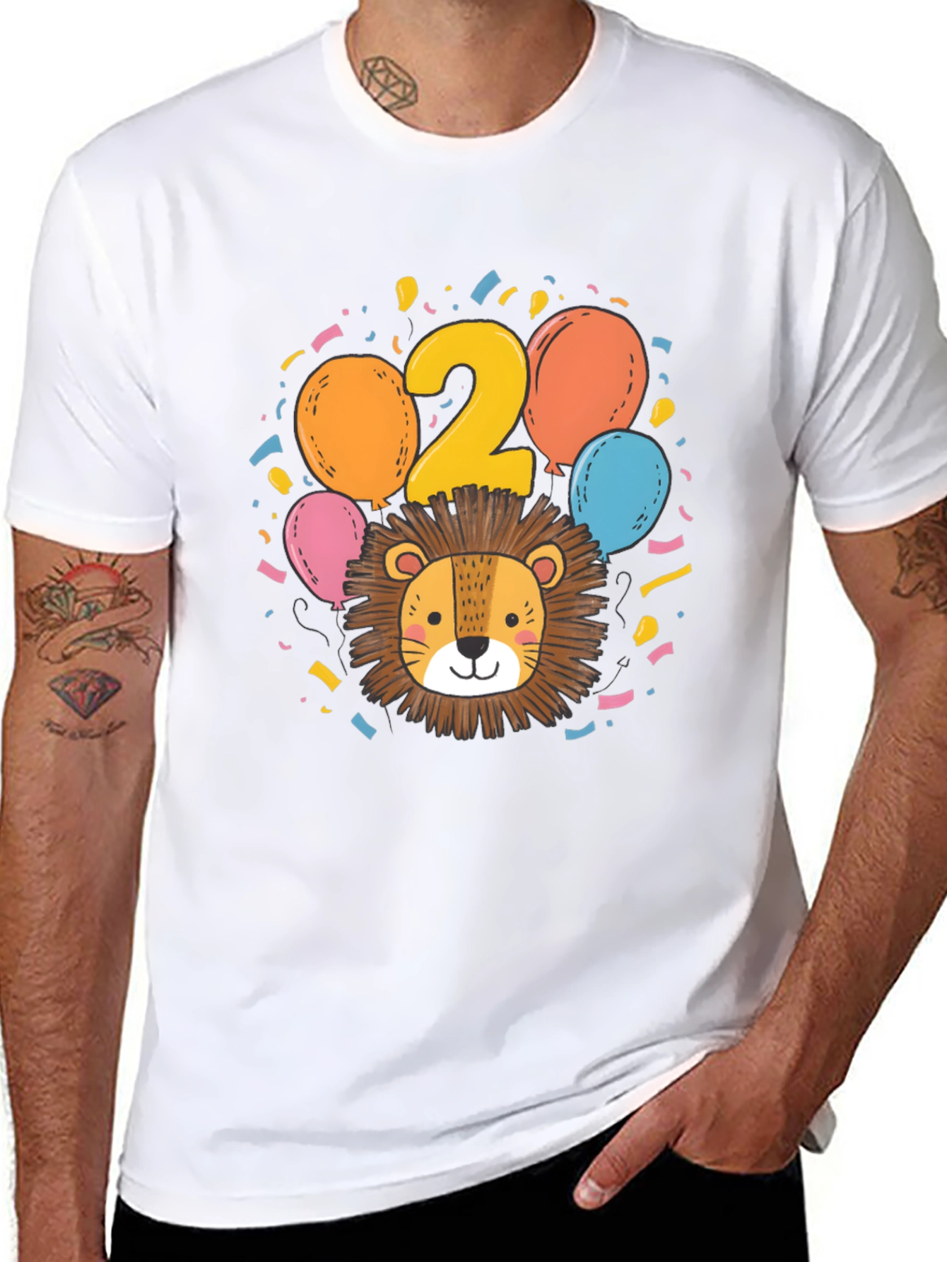 Black Cute Lion 2nd Birthday Black T-Shirt view 8