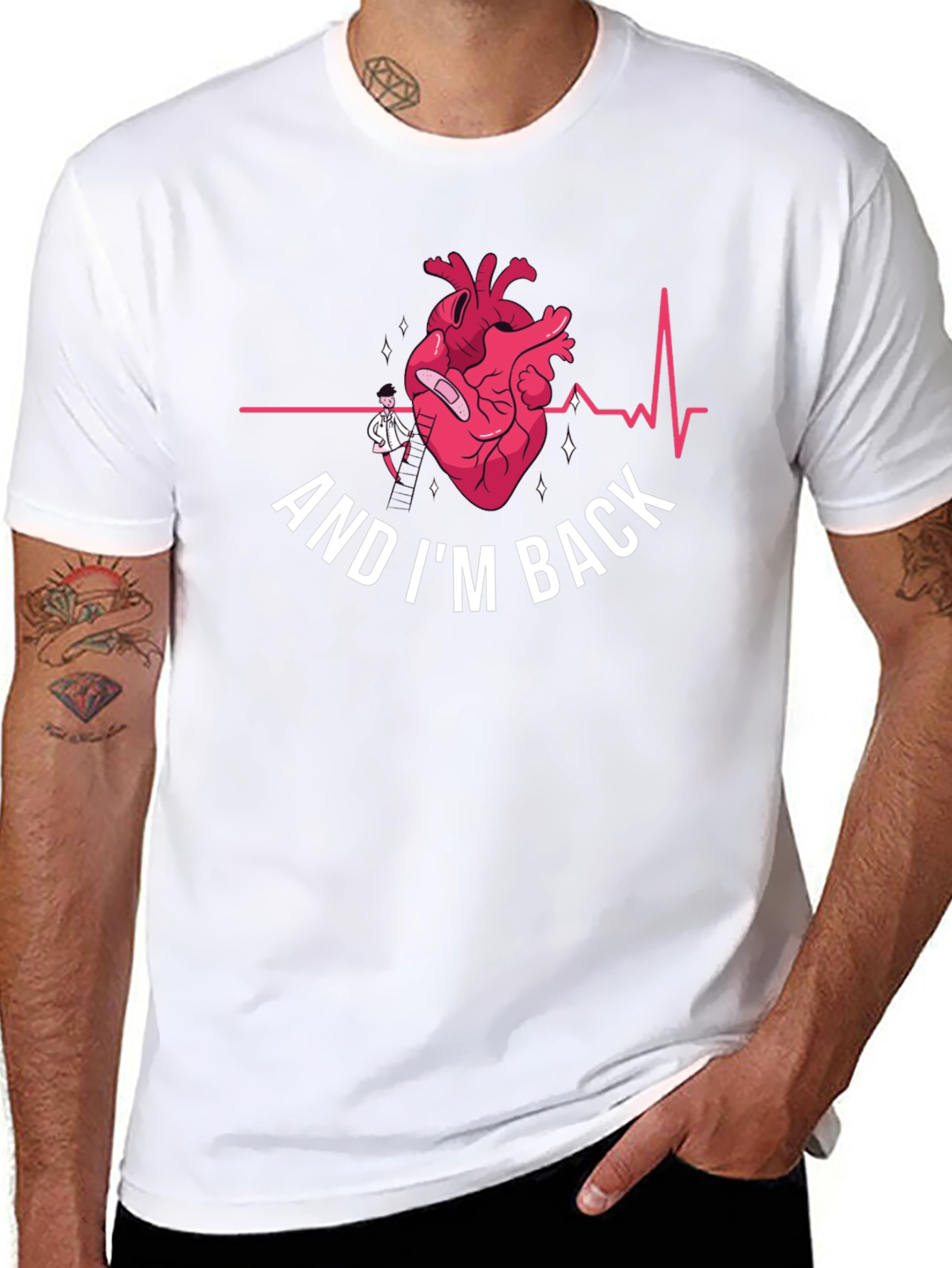 Black Heart Surgery Recovery T-Shirt - "And I'm Back" view 8