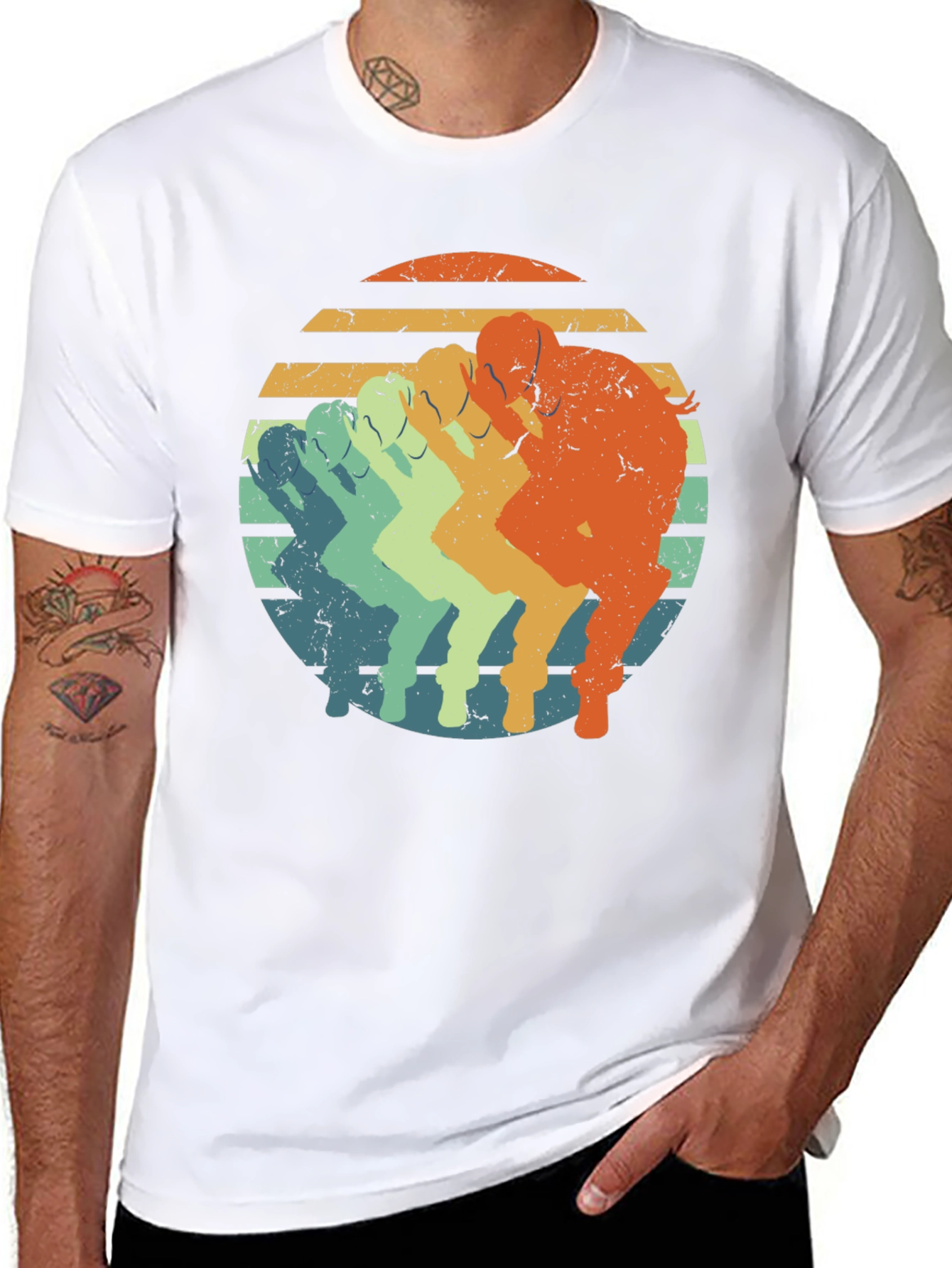 Black Vintage Sunset Running T-Shirt - Retro Style view 8
